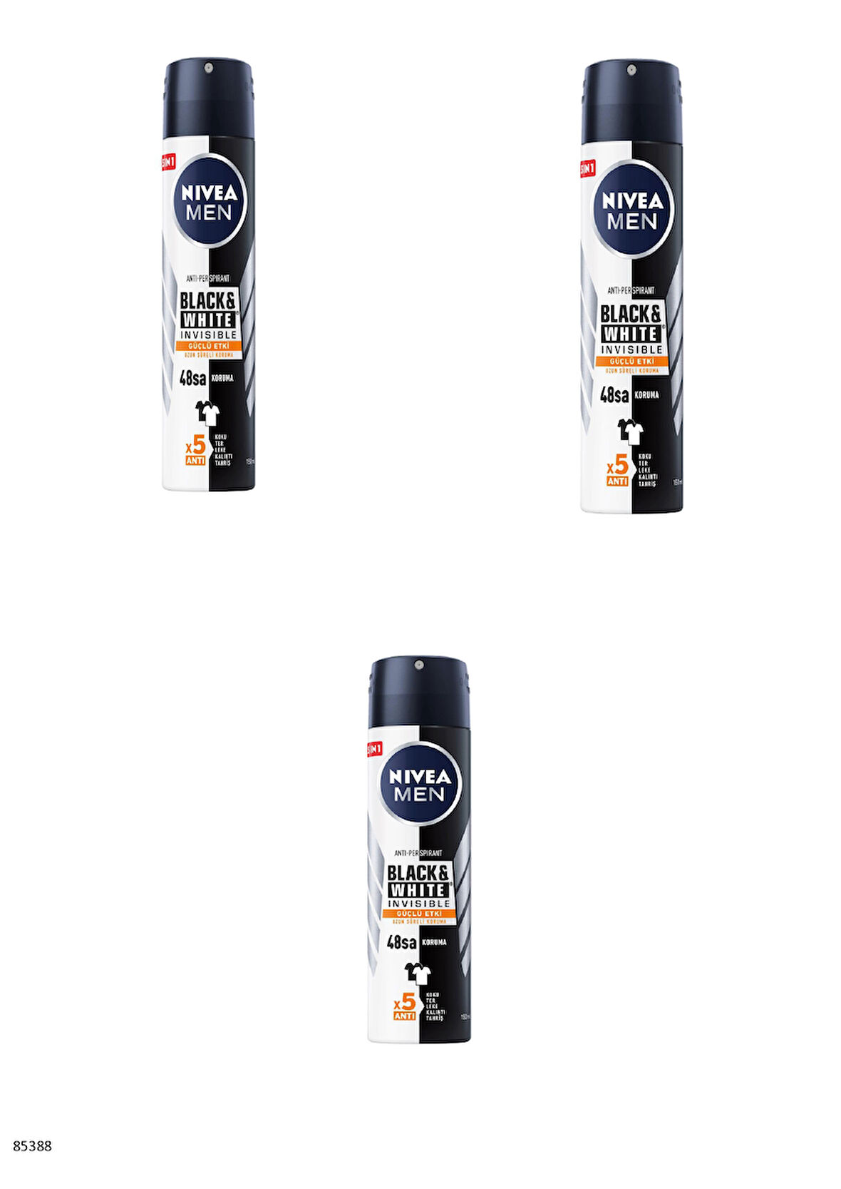 85388 NIVEA MEN BLACK & WHITE INVISIBLE GÜÇLÜ ETKİ SPREY  3 ADET