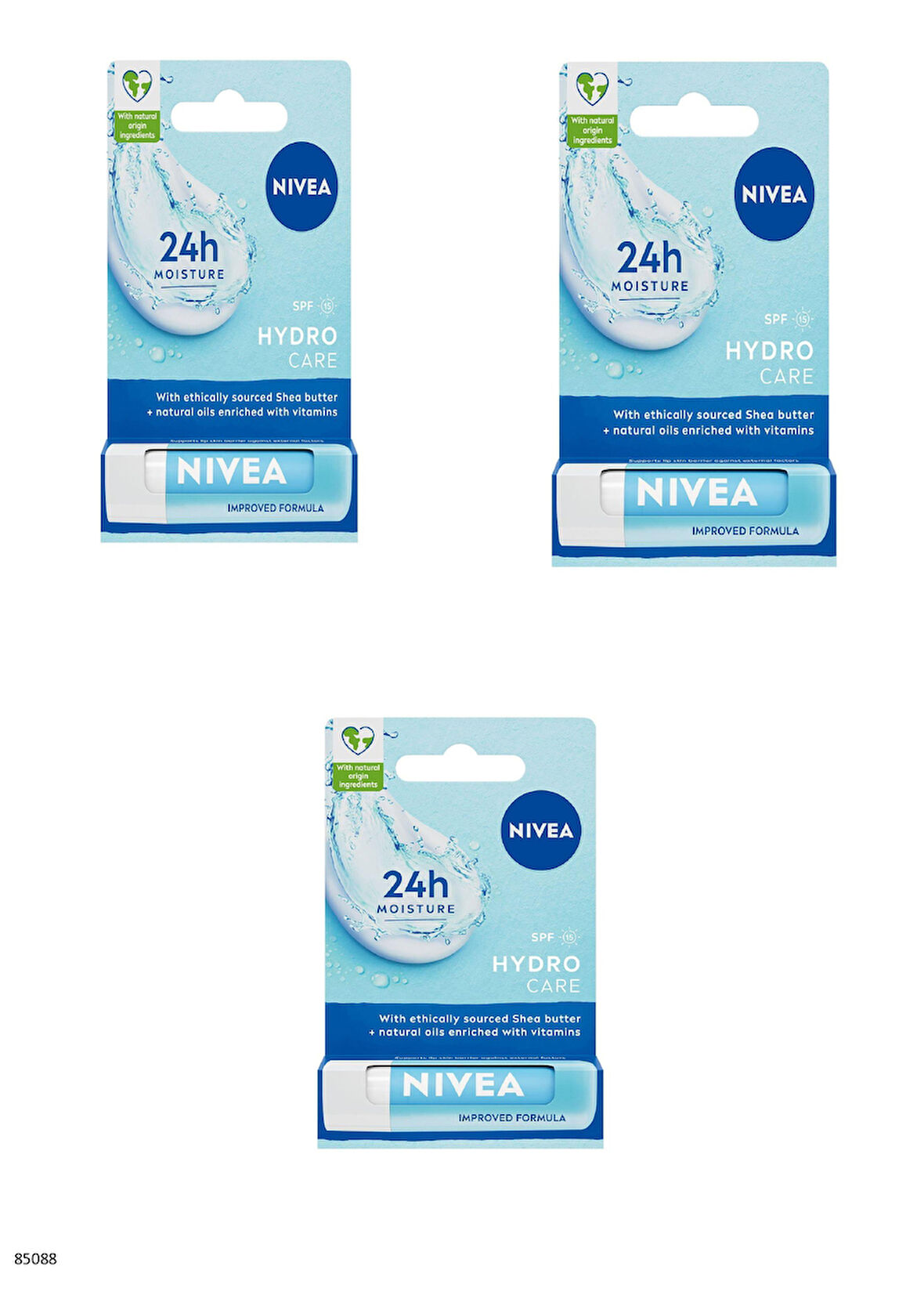 85088 NIVEA Hydro Care SPF 15 Dudak Bakım Kremi  3 ADET