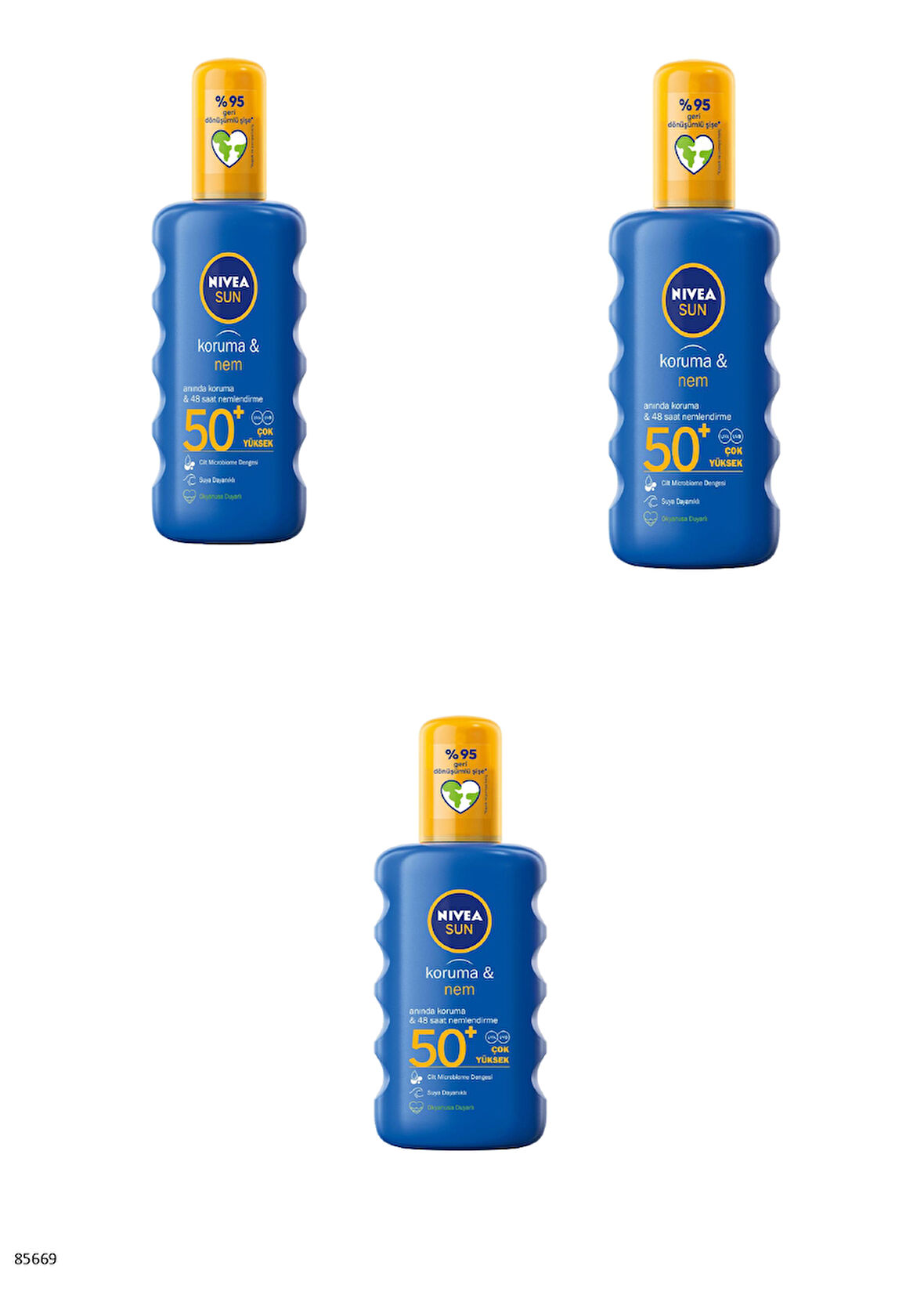 85669 NIVEA SUN Koruma & Nem Güneş Spreyi GKF 50+  3 ADET