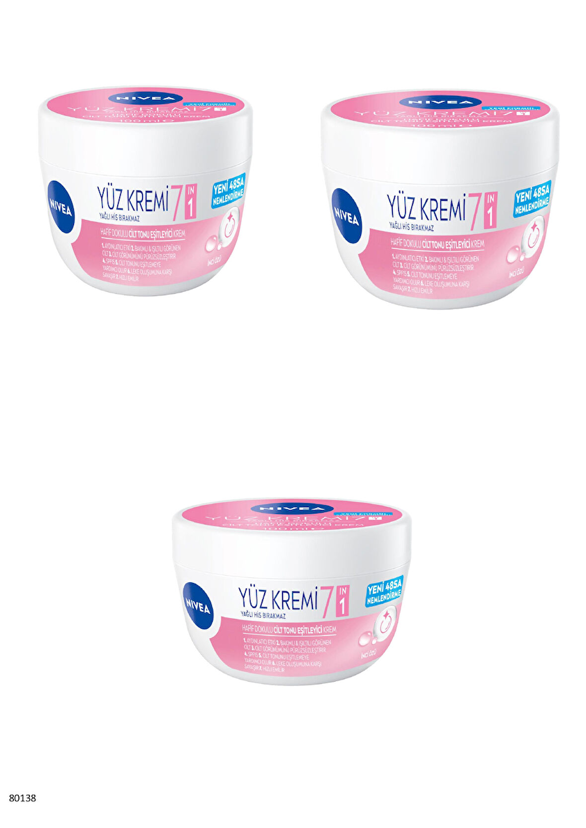 80138 NIVEA 7si1 Arada Cilt Tonu Eşitleyici Yüz Kremi  3 ADET