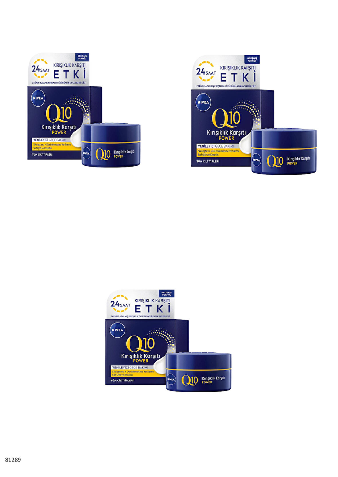 81289 NIVEA Q10 POWER KIRIŞIK KARŞITI GECE KREMİ  3 ADET