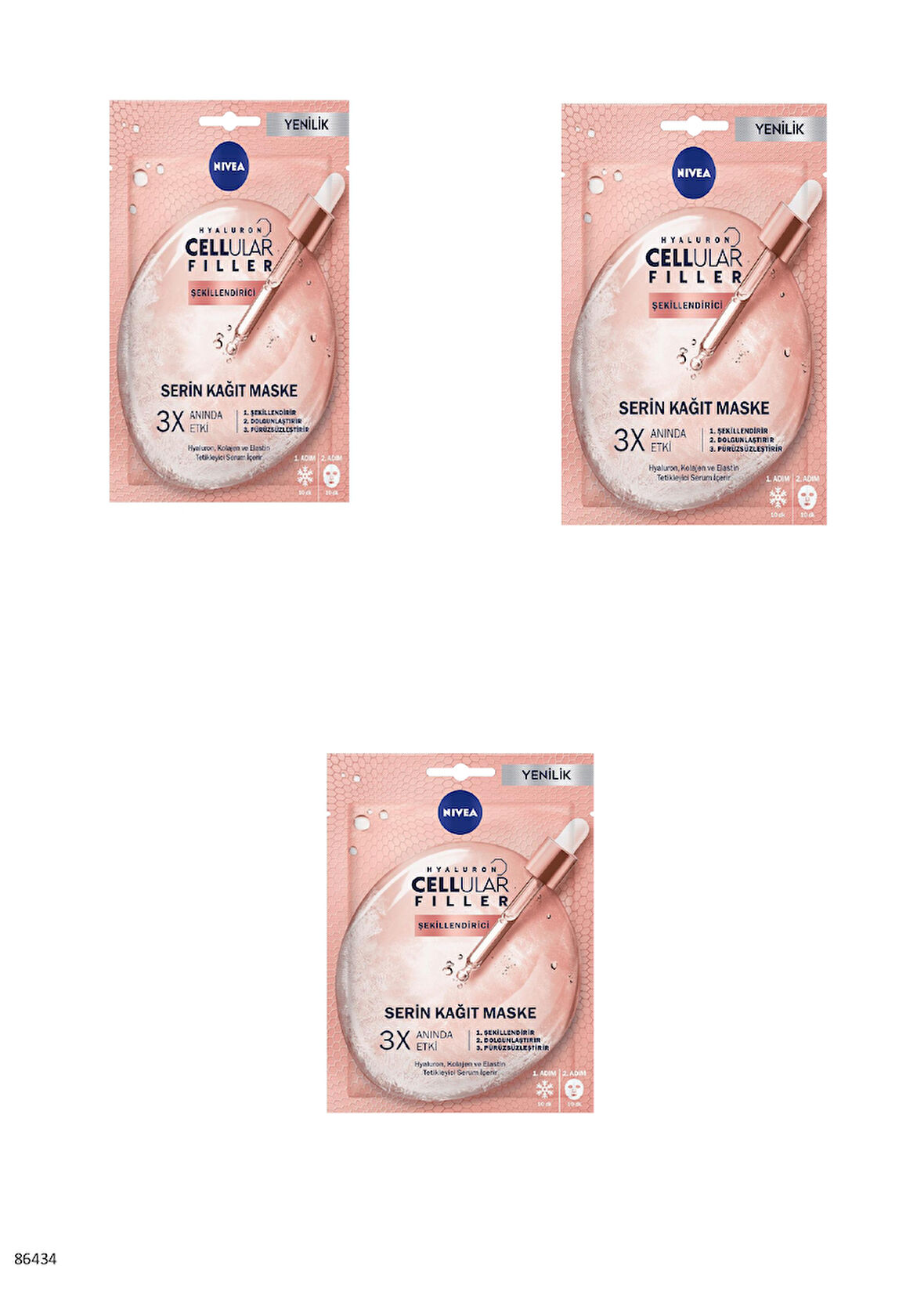 86434 NIVEA Cellular Filler Şekillendirici Serin Kağıt Maske  3 ADET
