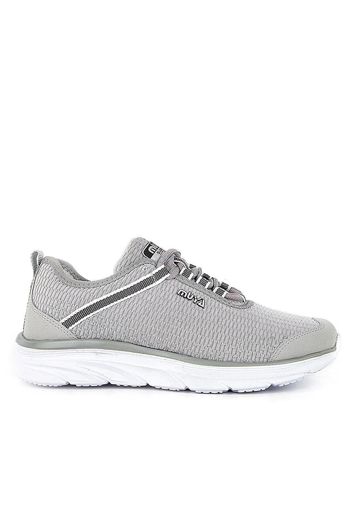 Gri - Deuce Bağcıklı Unisex Memory Foam Ortopedik Spor Ayakkabı