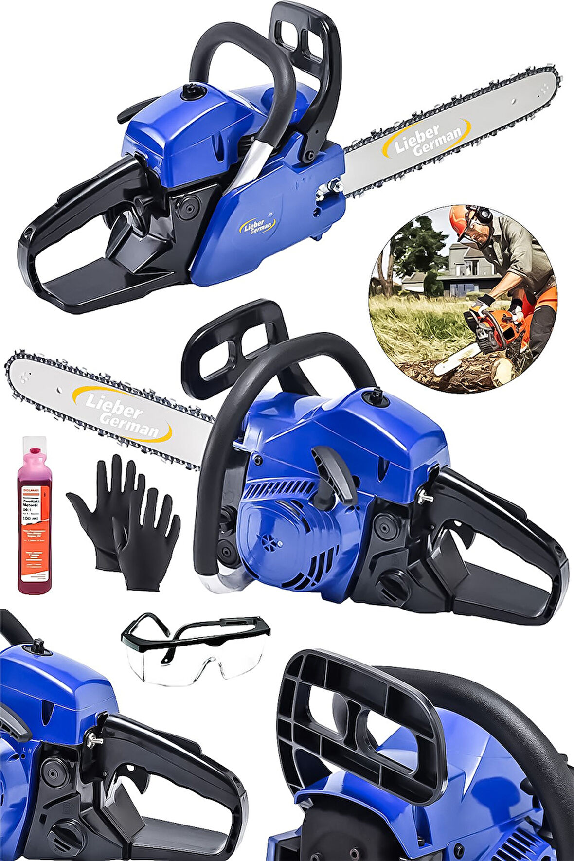 Turbo Çift Egzoz Çelik Krank 2.4 Hp Benzinli Odun Kesme Bıçkı Zincirli Ağaç Kesme Motoru