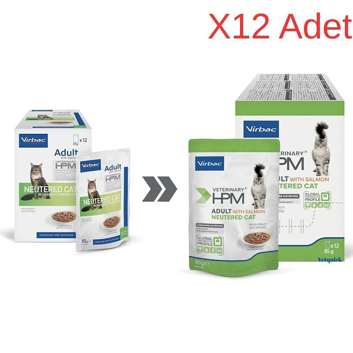 Virbac  Kısırlaştırılmış Yaş Kedi Maması Neutered Cat Somonlu Pouch