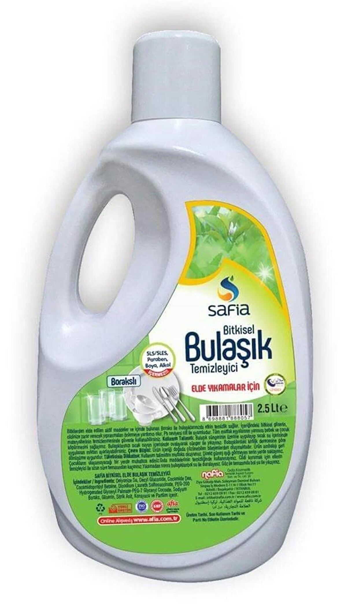 SAFİA Bitkisel Bulaşık Temizleyici ''Elde Yıkamalar İçin - Borakslı'' - 2.5 Lt