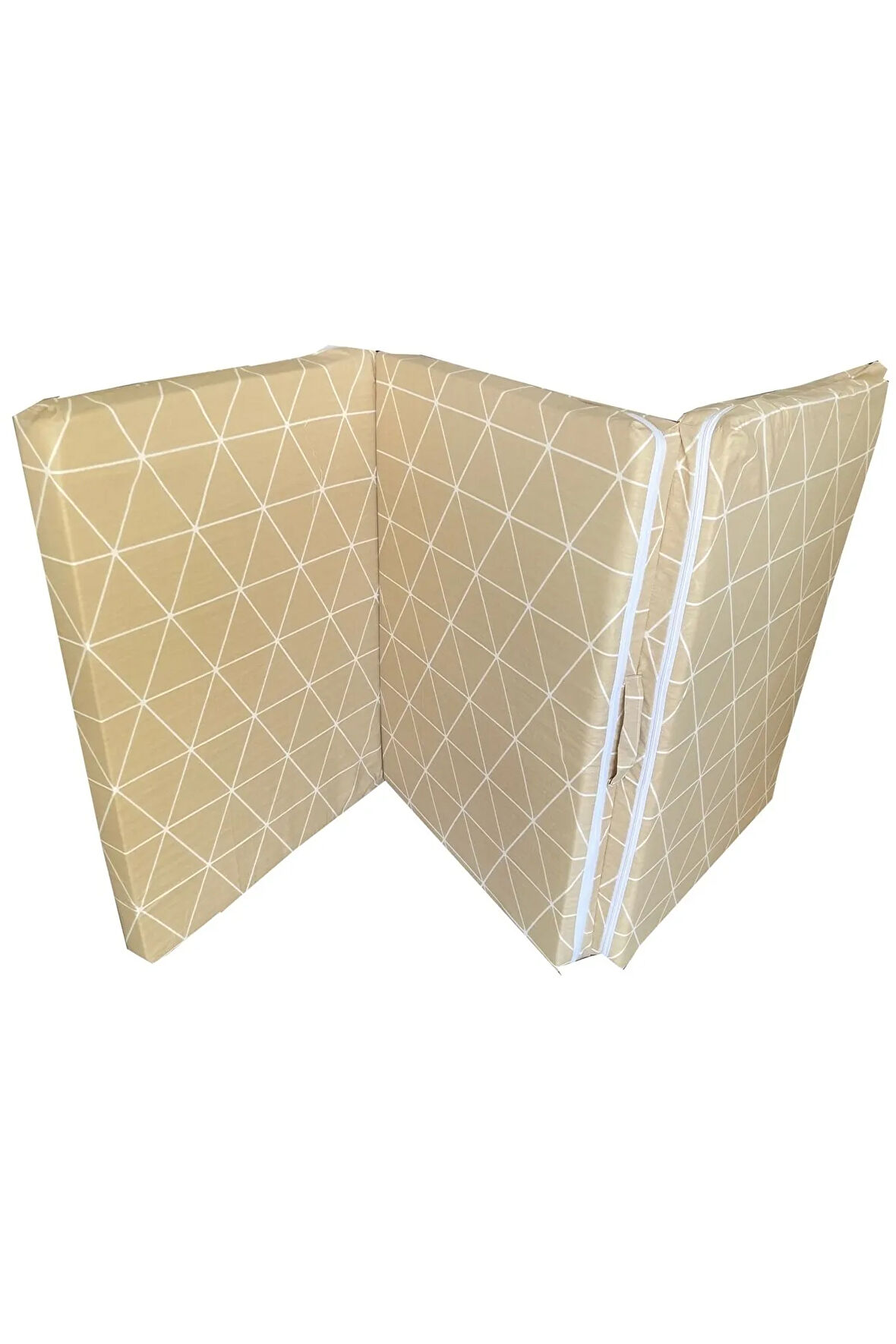 Katlanır Yatak Yer Yatağı Sünger Yatak Taşınabilen Tek Kişilik 80x180 Krem Piramit 6 Cm