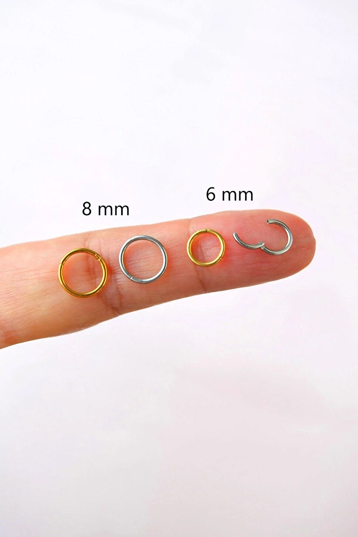 316 L Çelik Düz Çelik Halka Piercing 1 mm Kalınlık Tragus Helix Kıkırdak Lob Forward Helix