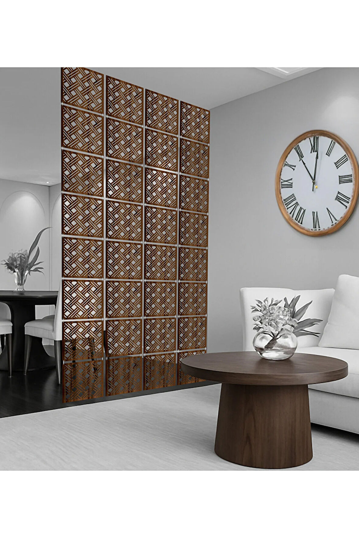 Açık Sepet Örgüsü Lazer Kesim Paravan, Ahşap Seperatör, Panel Levha Seti Ahşap Oda Bölücü