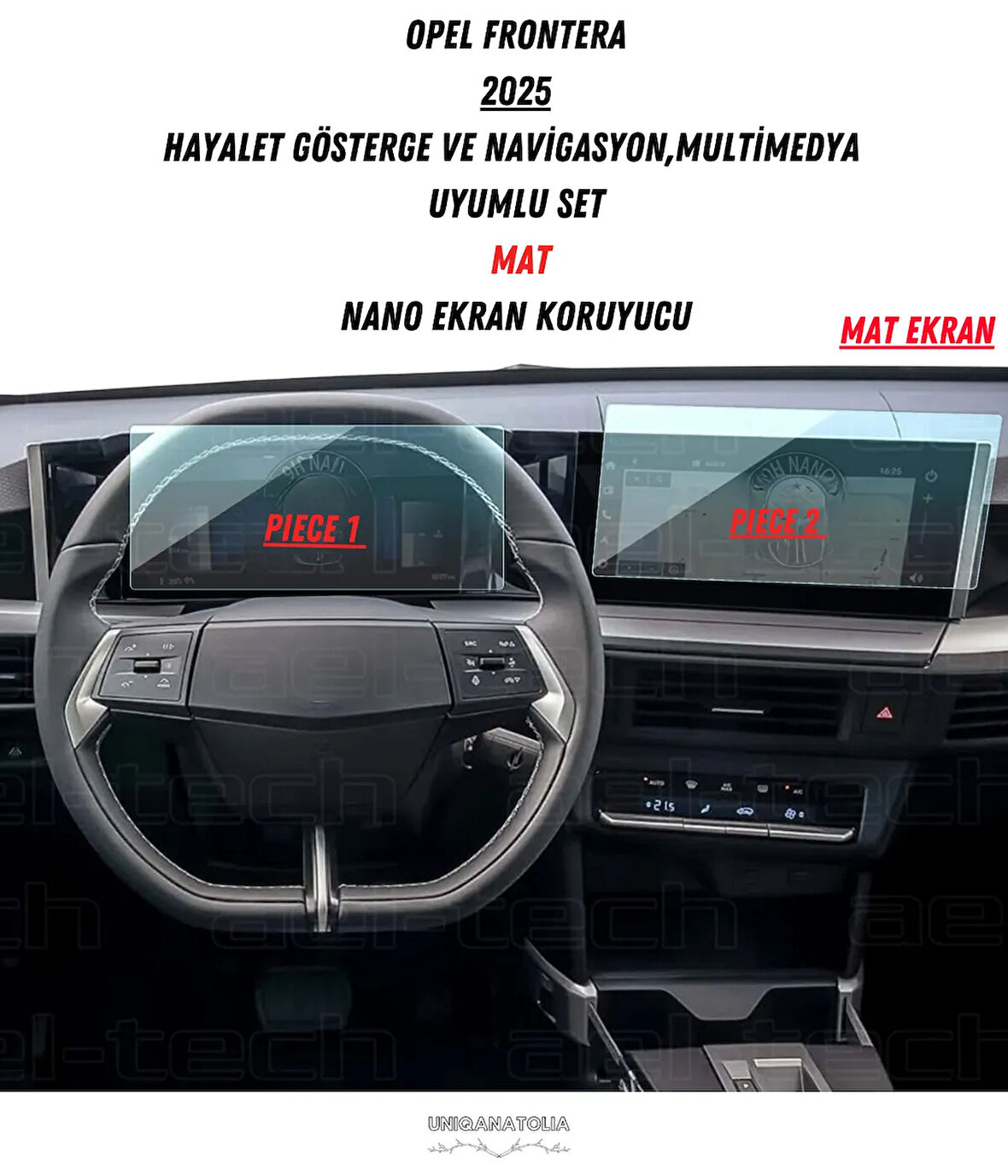 Opel Yeni Frontera 2025 Uyumlu Hayalet Gösterge ve Multimedya Uyumlu Set Mat Ekran Koruyucu