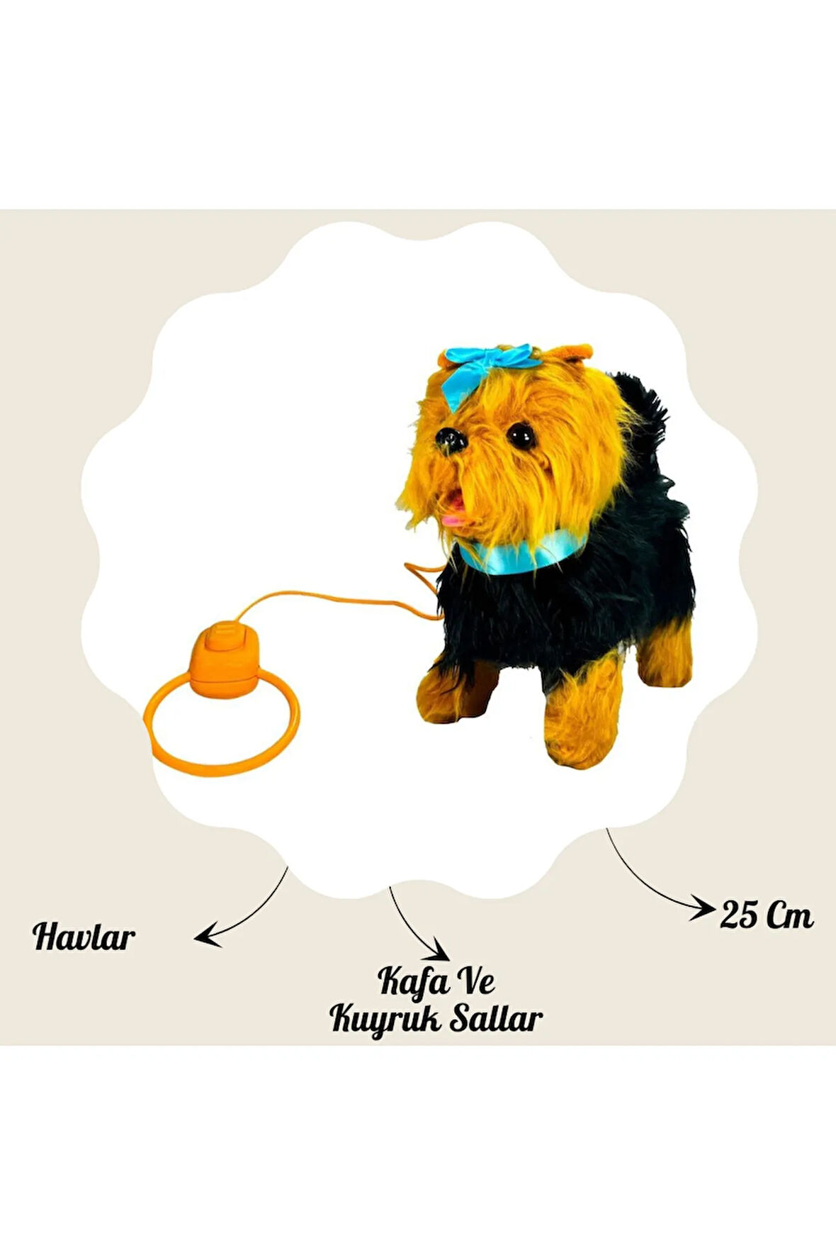 Tasmalı Yürüyen Köpek Köpek 25 Cm Havlayan Kafa Kuyruk Sallayan Köpek Pilli Kumandalı Oyuncak Köpek