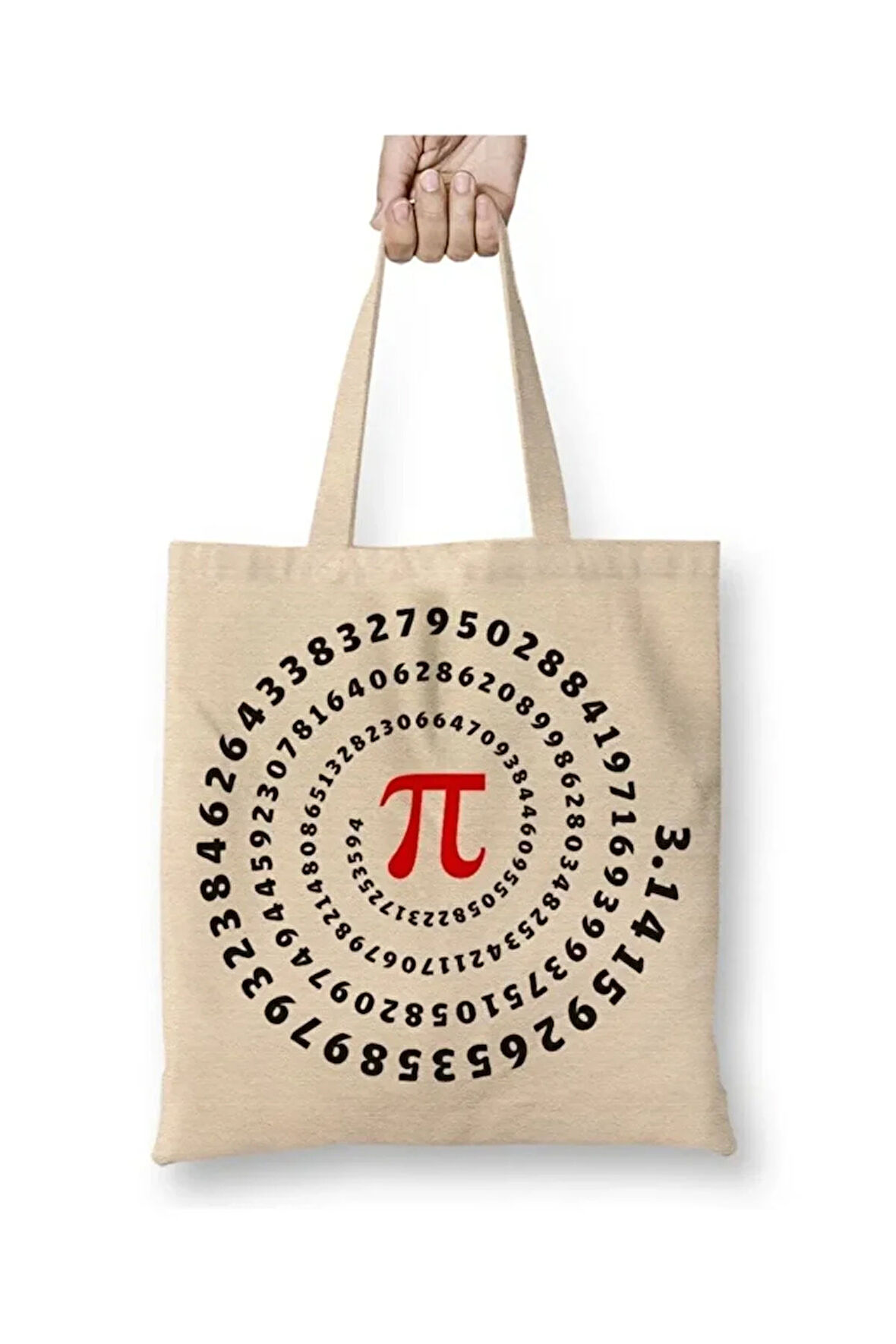 Pi Sayısı Matematik Bez Çanta Uzun Saplı Alışveriş Çantası Plaj Çantası