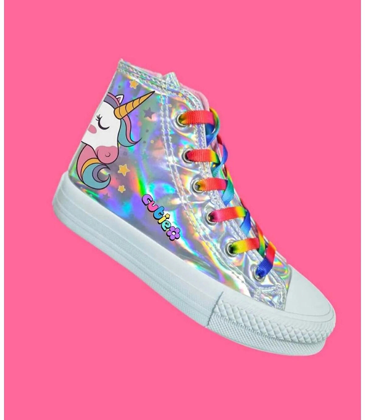 hologram unicorn baskılı çocuk spor ayakkabı sneaker