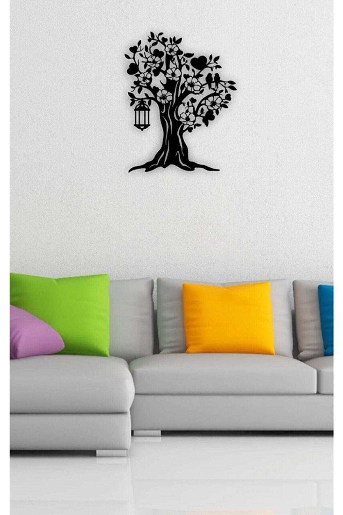 Çiçek Açmış Ağaç Ve Kuşlar Duvar Dekoru