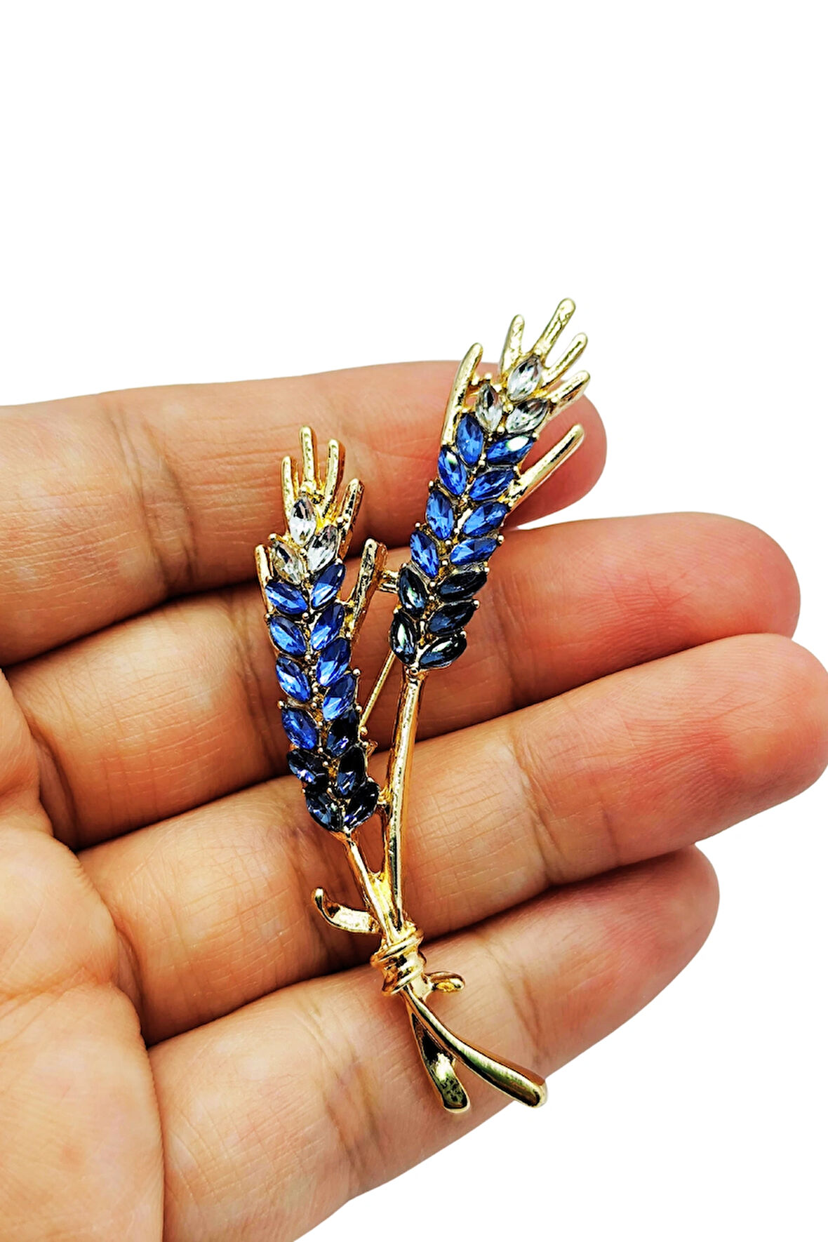 Mavi Lavanta Işıltılı Broş