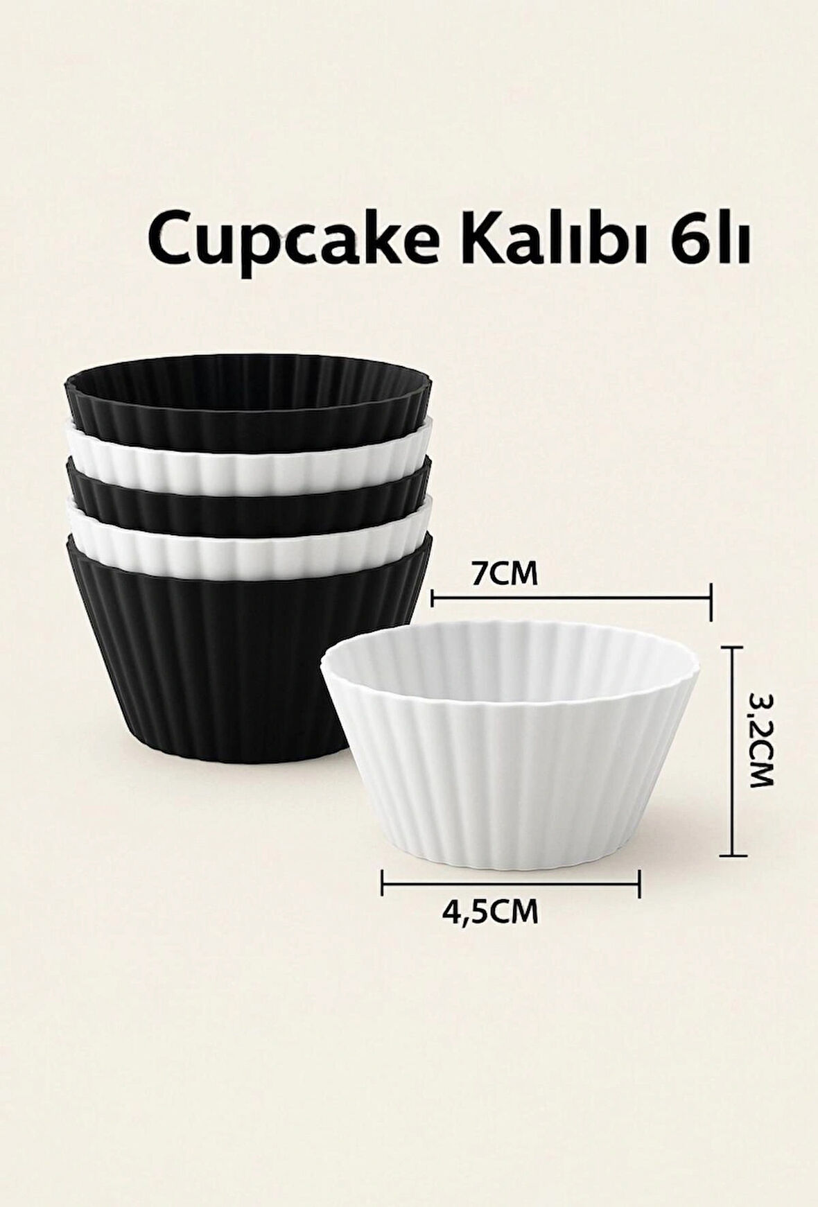 Silikon Cupcake Kalıbı 6’lı – Yapışmaz Muffin Kek Kalıbı