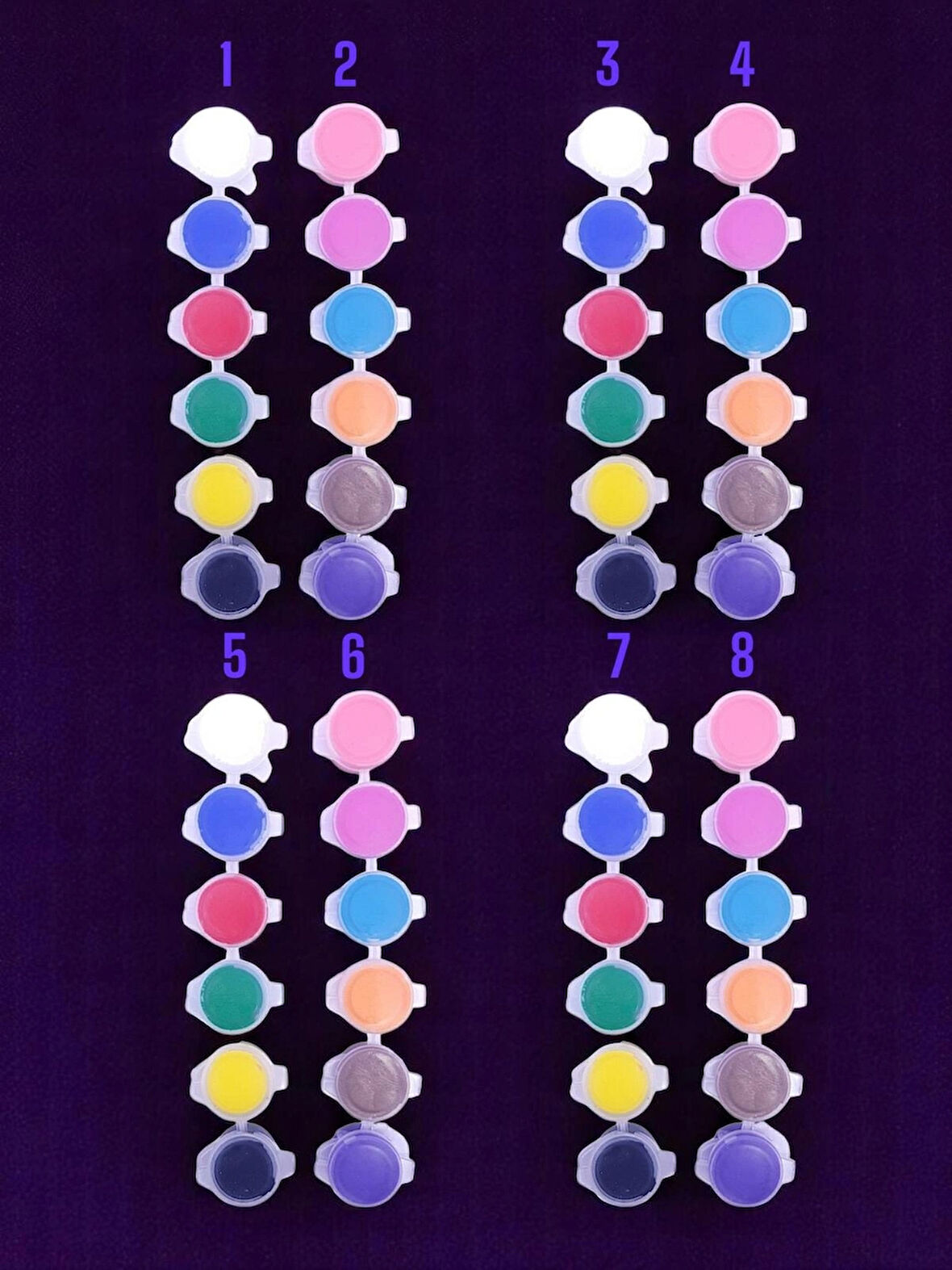 8 Adet 6'lı Akrilik Boyama Seti (12 farklı renk) (1 ADET 6 LI SET YAKLAŞIK 24 ML)