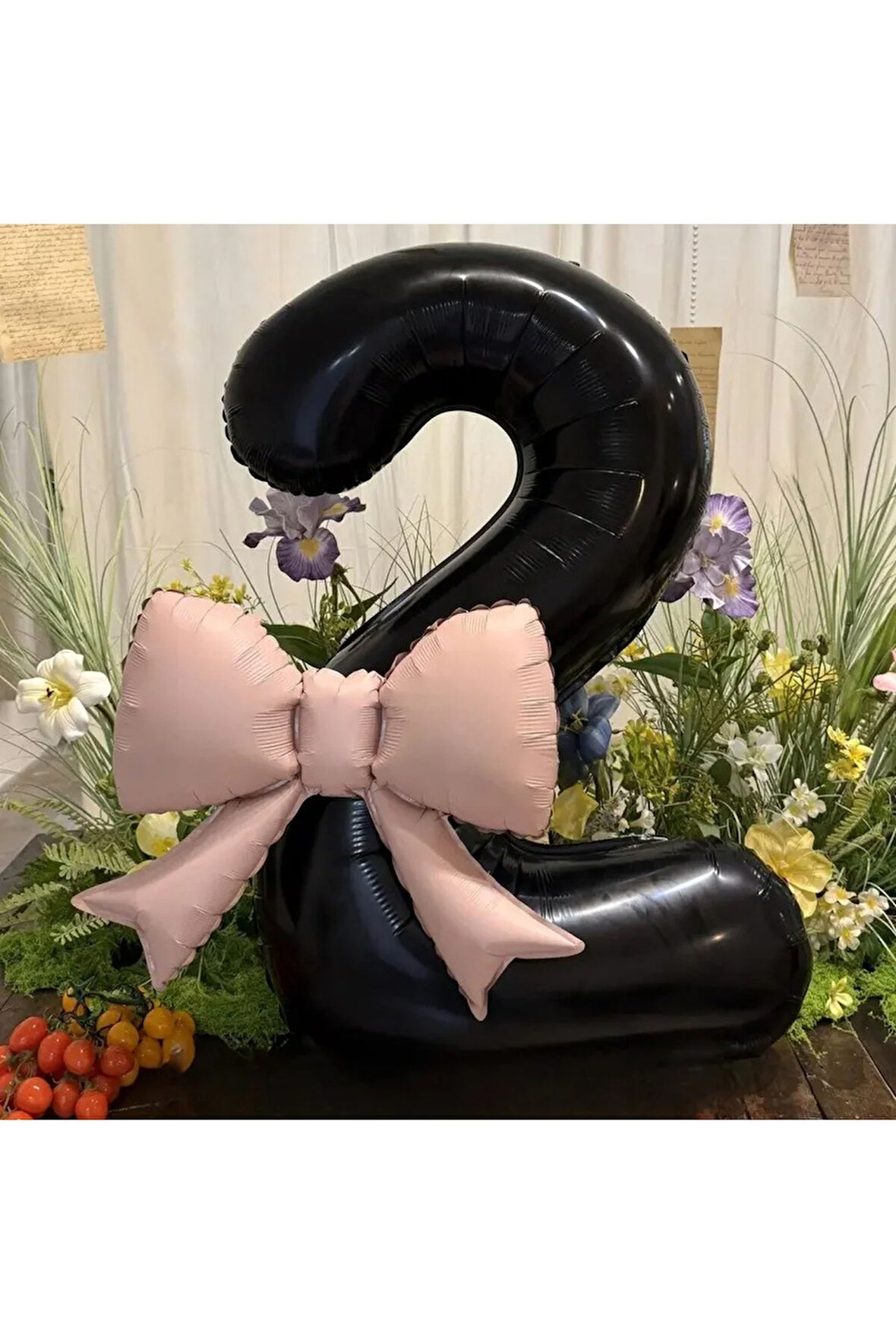 2 adet büyük siyah rakam fiyonk folyo yaş balon set