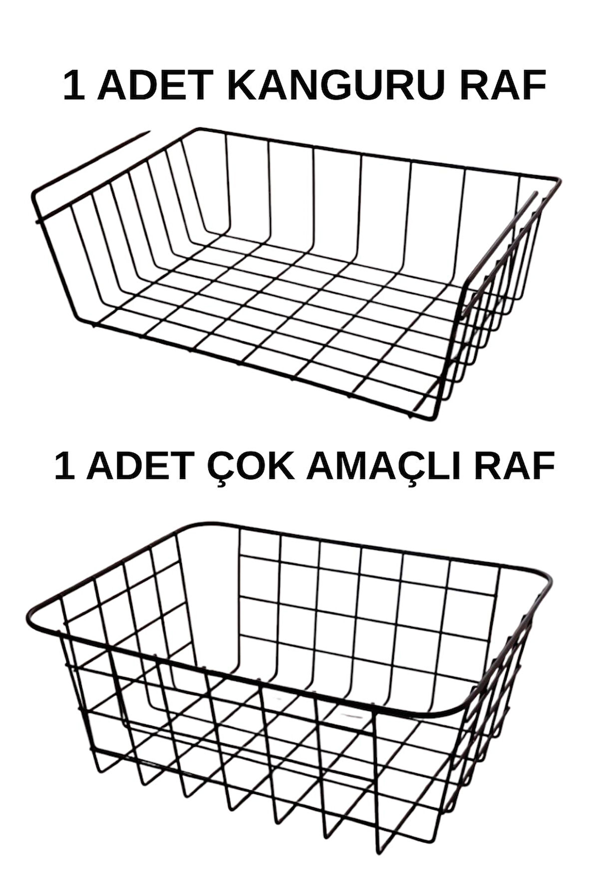 2'Li Dolap İçi Düzenleyici 1 Adet Kanguru Raf 1 Adet Çok Amaçlı Sepet