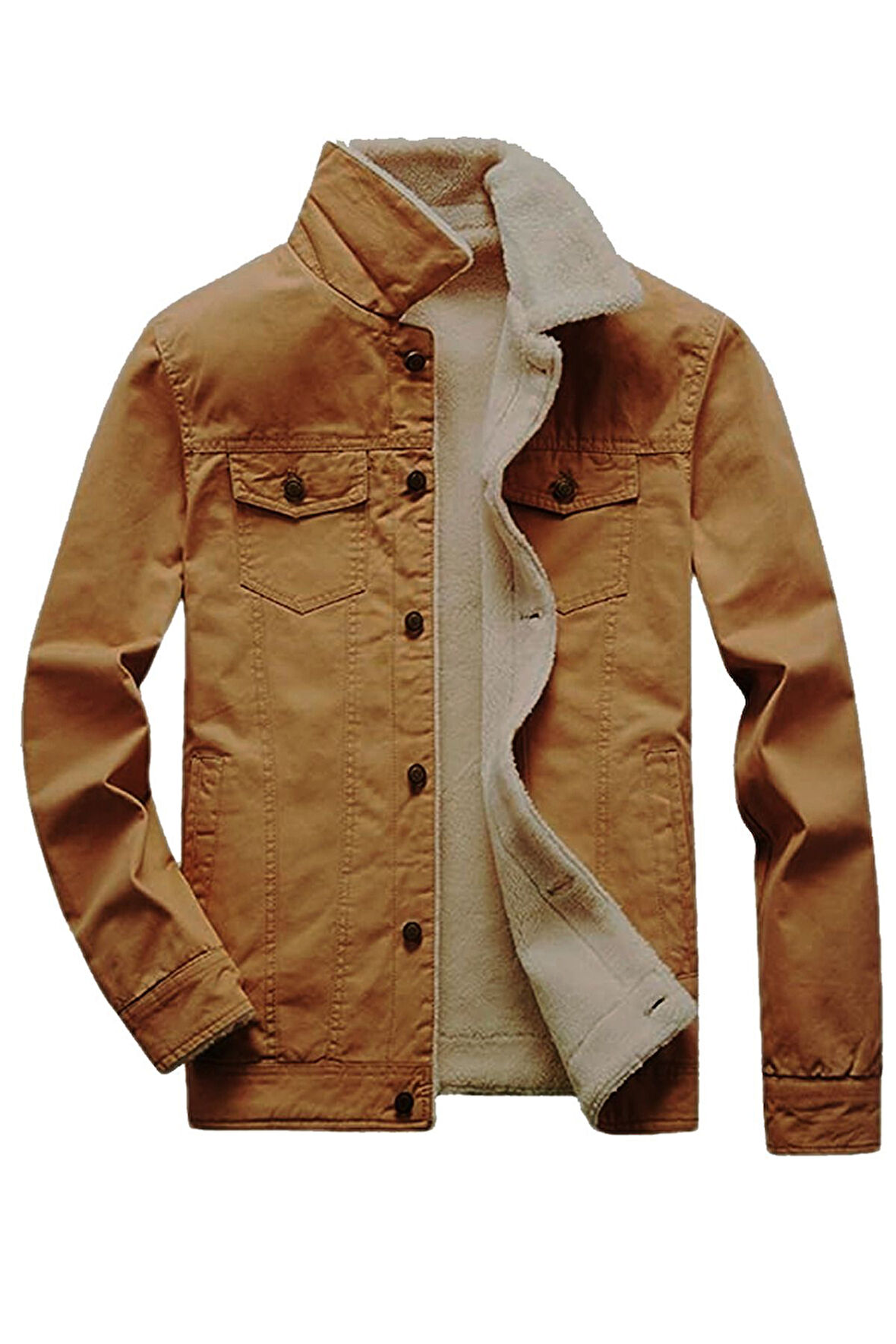 R.lion Kürklü Kot Mont Premium Denim -- açık camel--