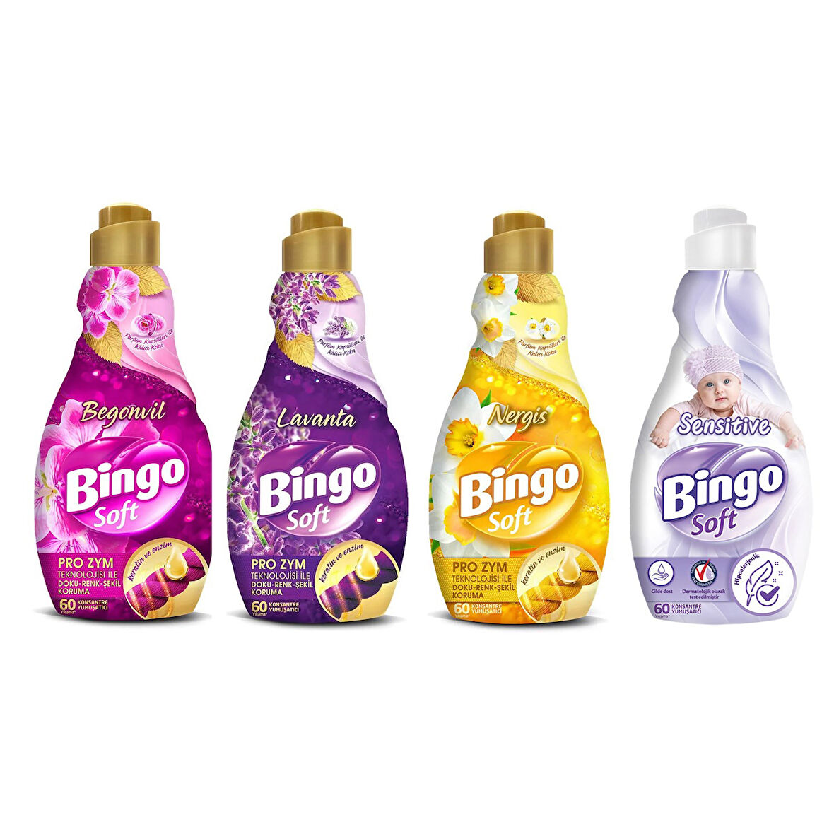 Bingo Soft Konsantre Çamaşır Yumuşatıcısı 1440 ml 4 lü Karma Paket