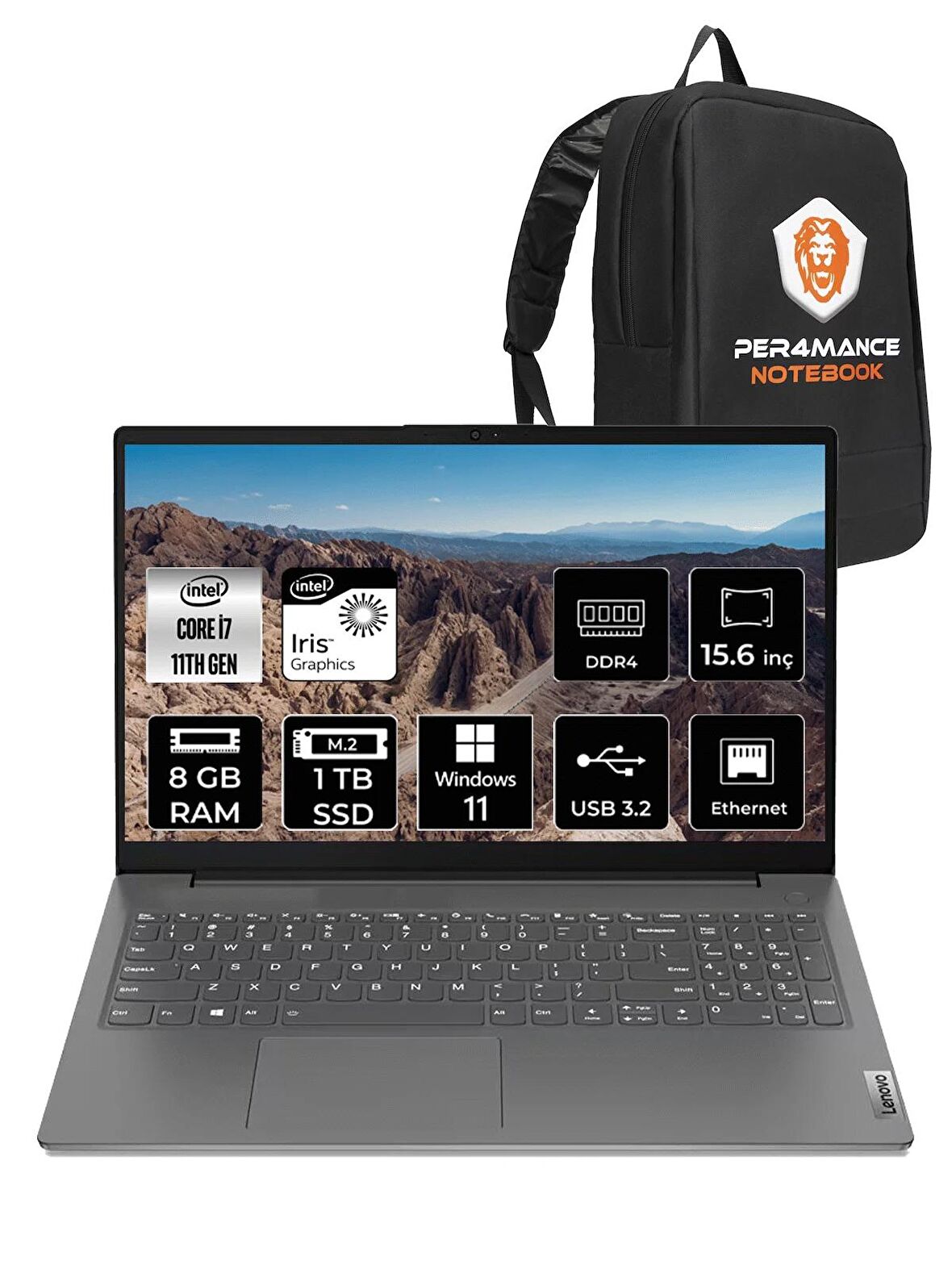 LENOVO V15 G2 i7 -1165G7 8GB 1TB SSD 15.6" FHD W11PRO 82KB00CBTX & PER4 ÇANTA