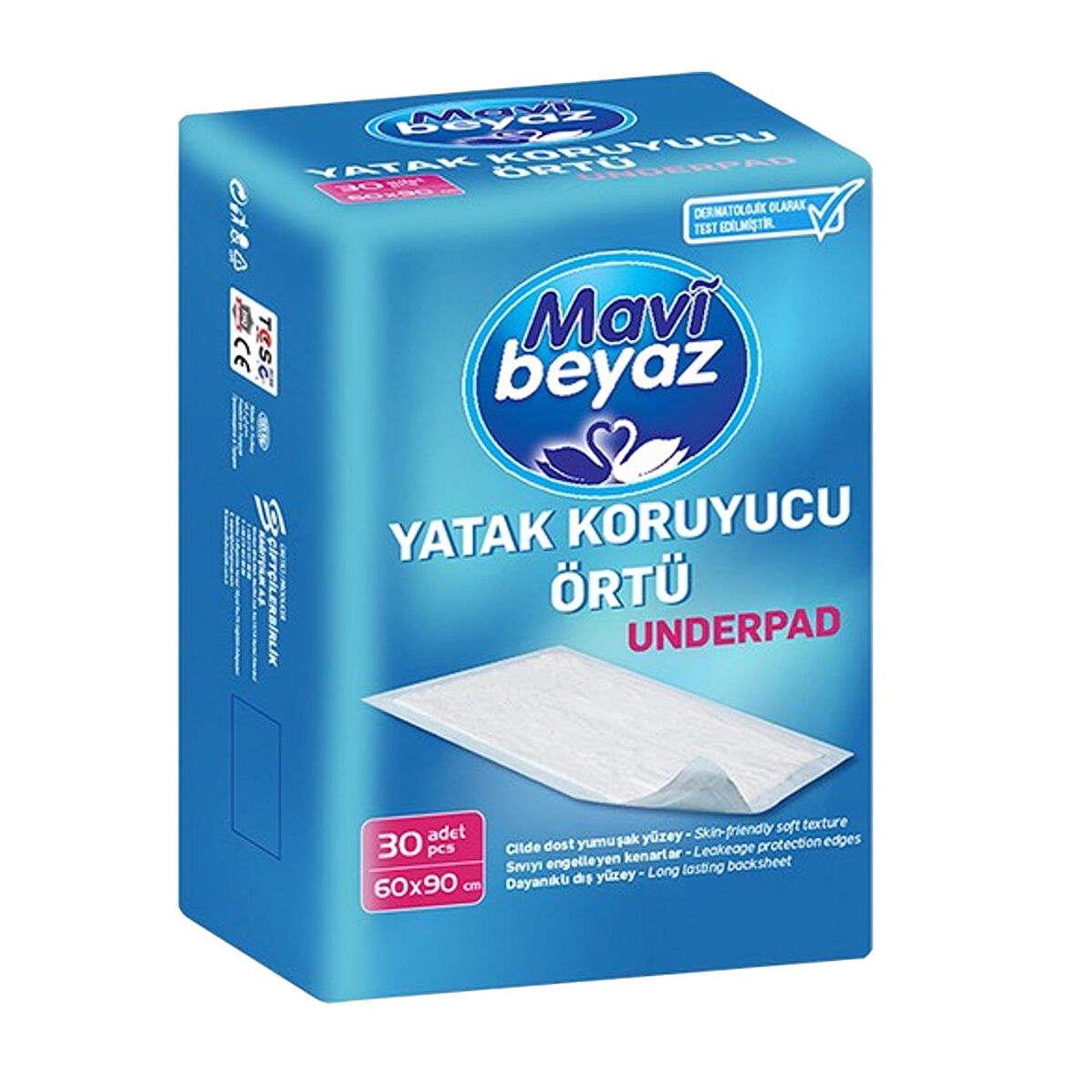 Mavi Beyaz Yatak Koruyucu Örtü 60x90 cm 30 Adet