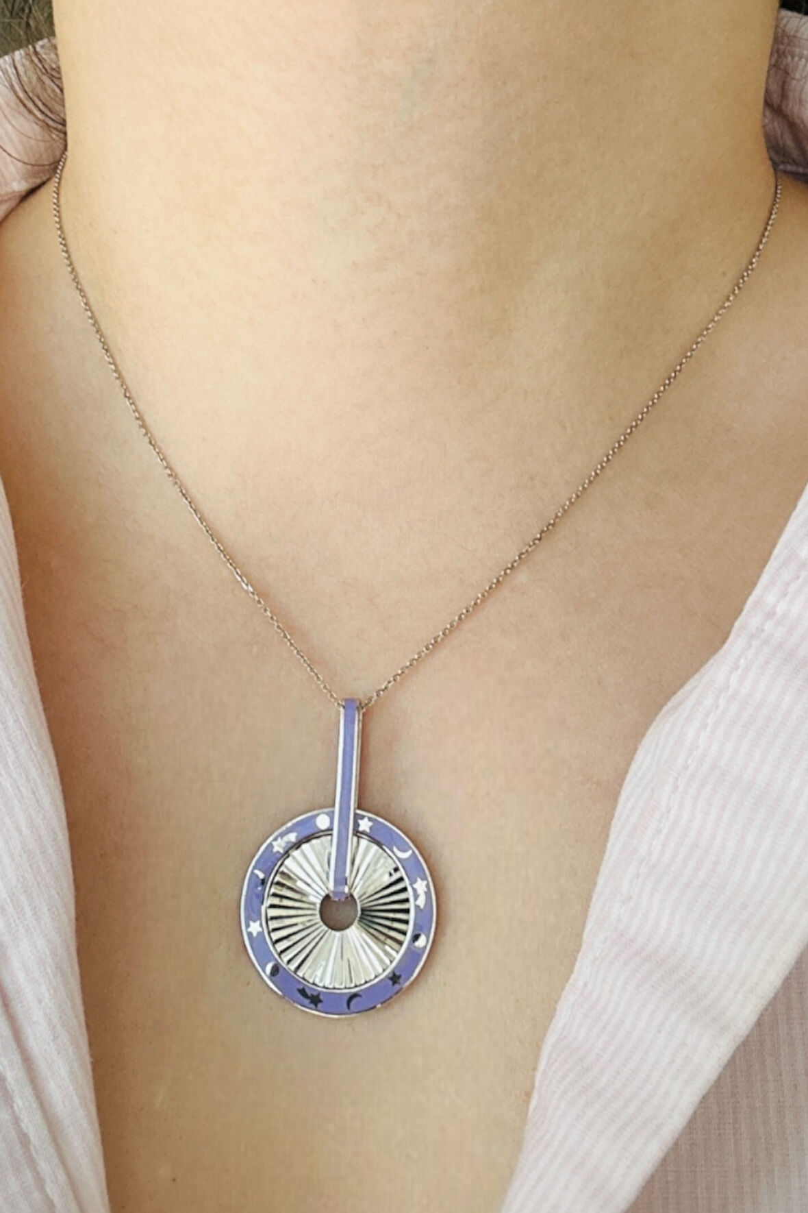 Mor Gökyüzü İkonları Gümüş Kolye Ucu Charm | 925 Ayar Gümüş