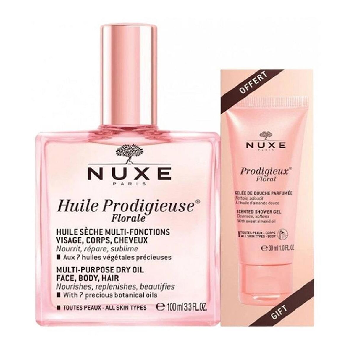 Nuxe Huile Prodigieuse Florale Çok Amaçlı Kuru Yağ 100ml + Huile Prodigieux Floral Duş Jeli 30ml