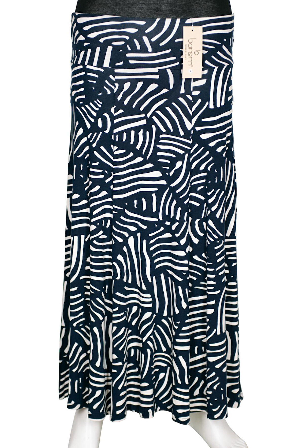 Barem Kadın Arzu Korsajlı 6 Parçalı Egzotik Yapraklar Lacivert Etek