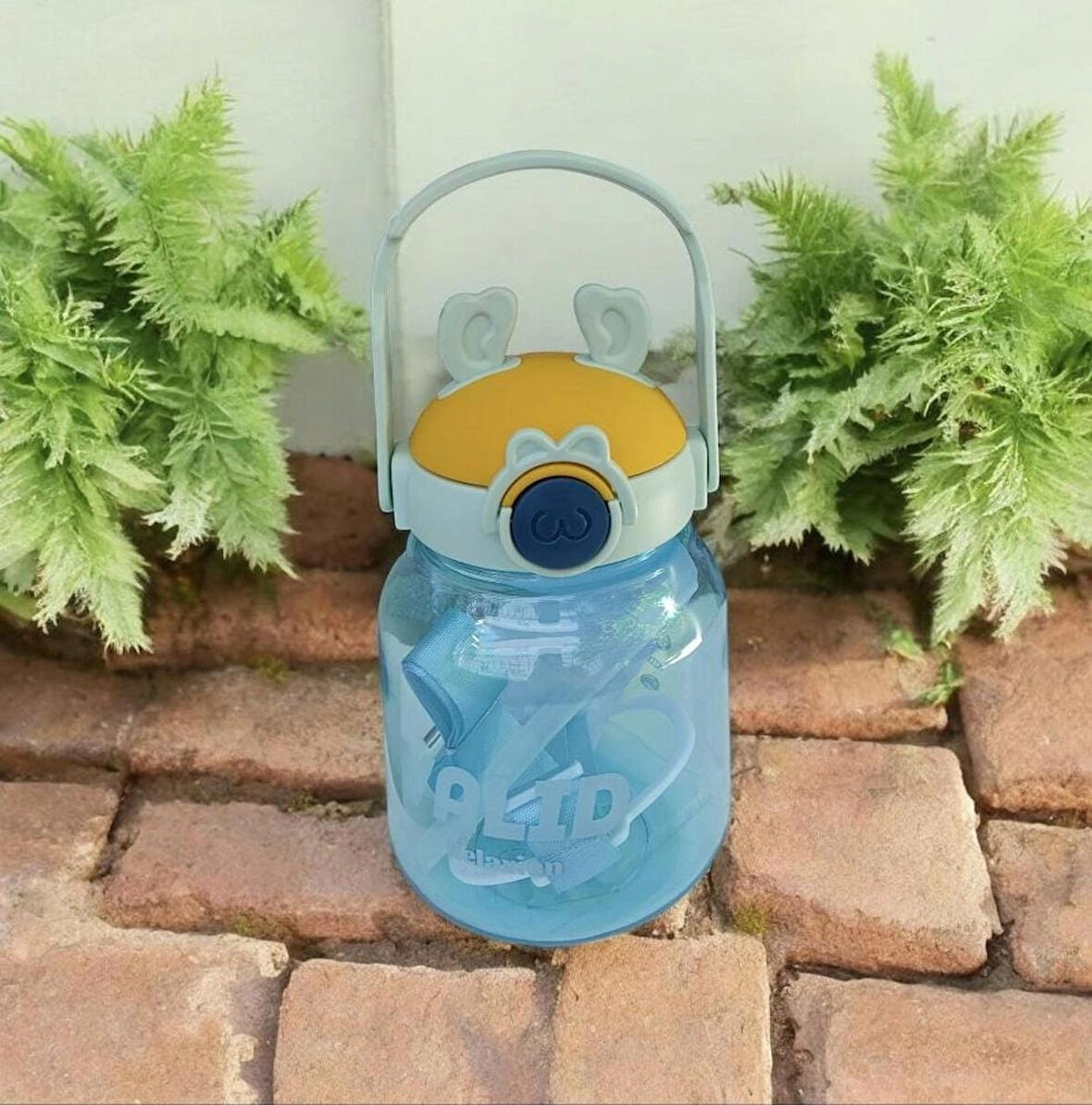 Çıkartma Hediyeli, Ithal Lüx Kulaklı mavil-Turuncu Matara/suluk 1100 ml