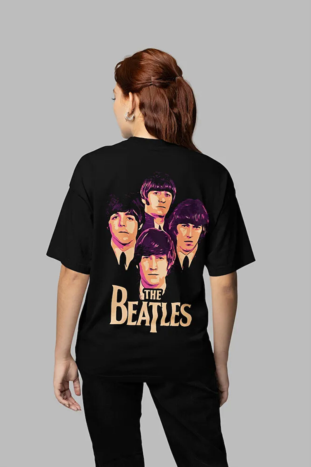 The Beatles Müzik Grubu Baskılı Unisex Oversize Tişört