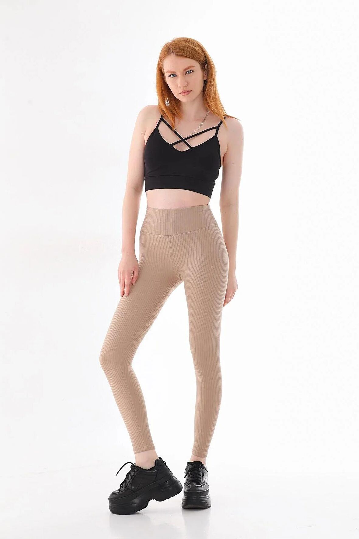 Kadın Hafif Korseli Şardonlu Fitilli Toparlayıcı Kışlık Tayt