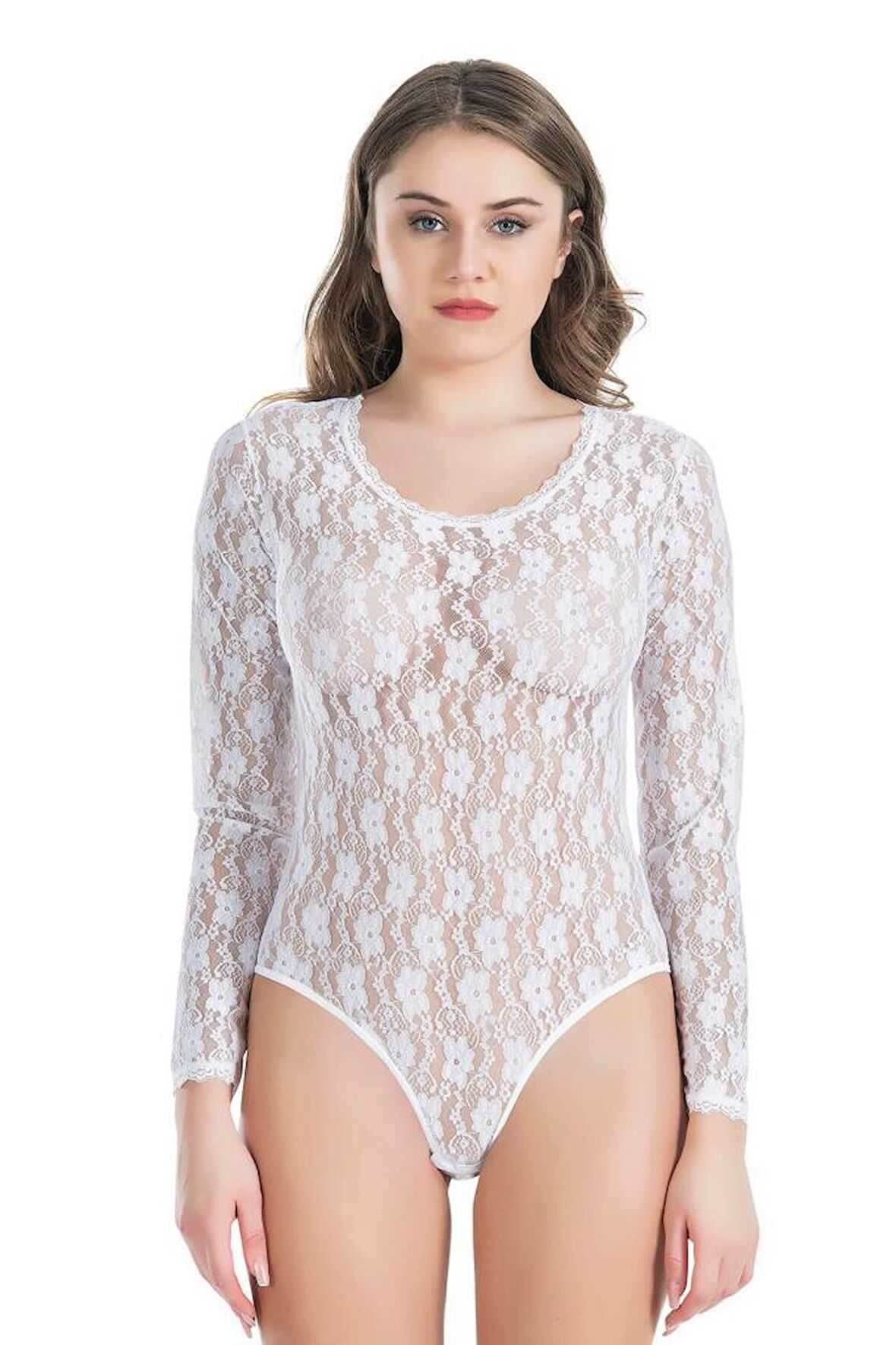 Derya Kurşun Bisiklet Yaka Dantelli Çıtçıtlı Kadın Body 327