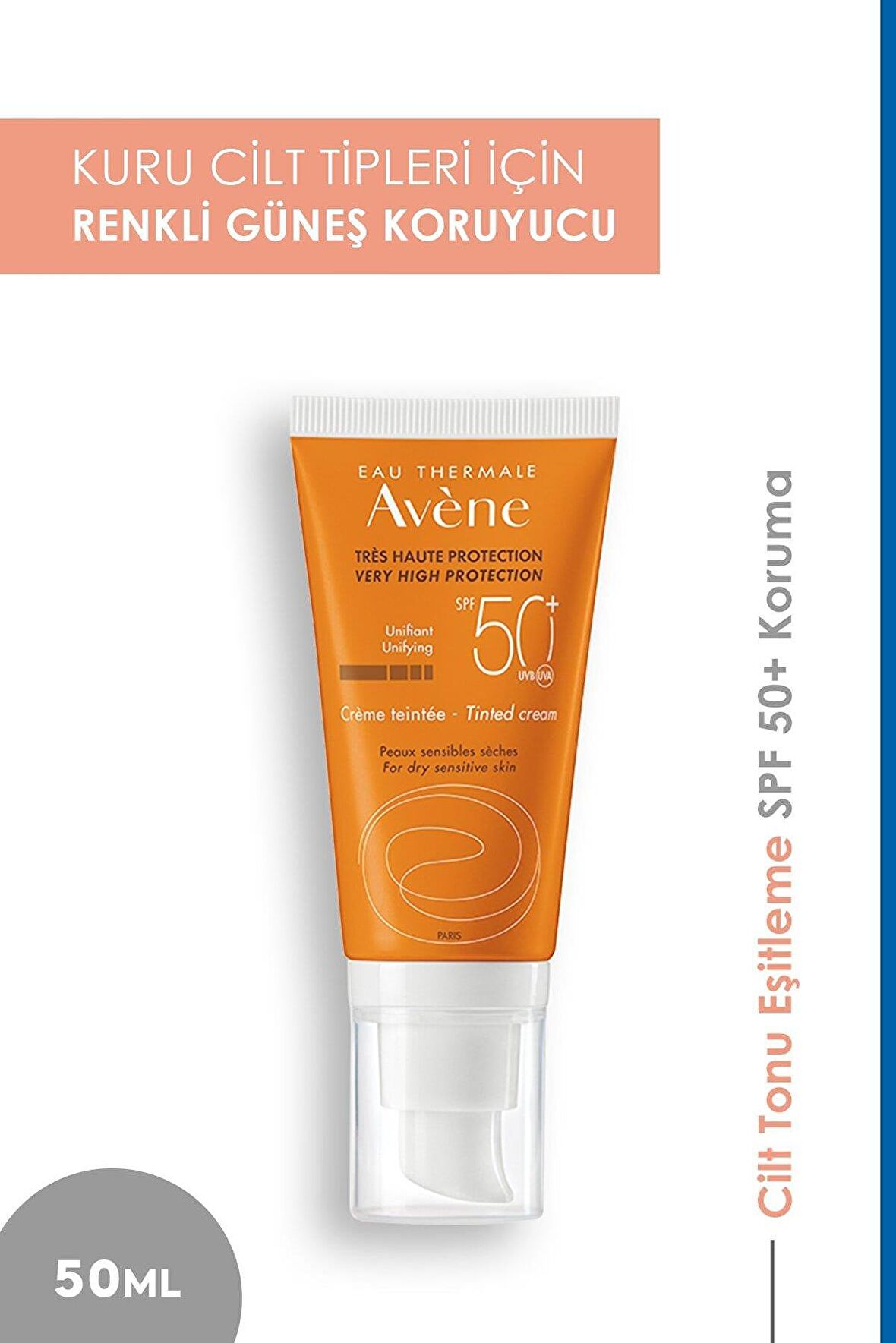 Avene 50+ Faktör Fondoten Etkili Hassas-Kuru Ciltler İçin Renkli Yüz Güneş Koruyucu Krem 50 ml