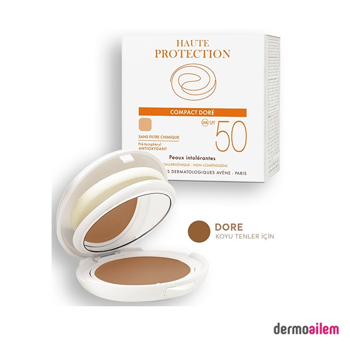 AVENE Compact SPF50 Teintee Dore 10GR - Koyu renkli fondöten