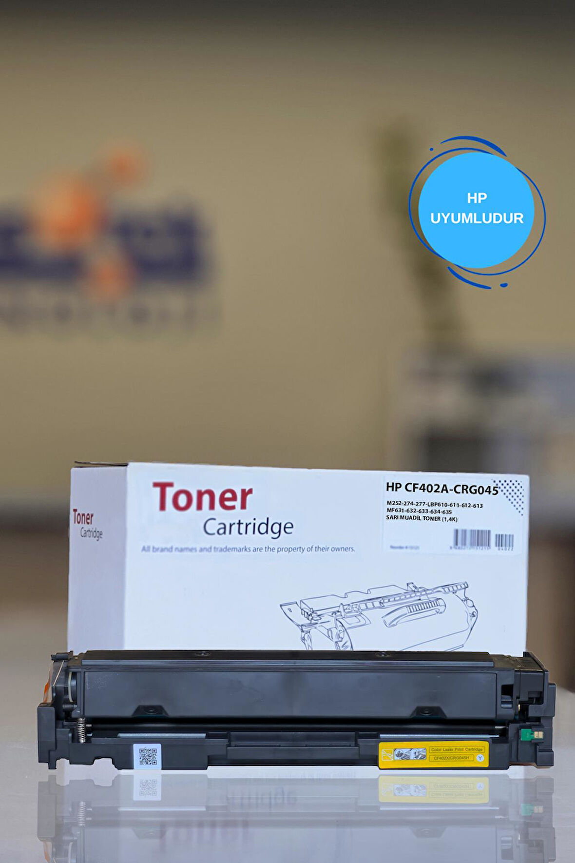 HP CF402A-CRG045 M252-274-277-LBP610-611-612-613-MF631-632-633-634-635 SARI MUADİL TONER (1,4K)