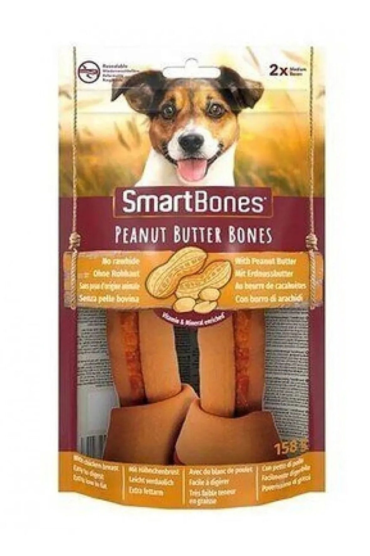 Smartbones Tavuklu ve Fıstık Ezmeli Medium Kemik 2 Li 158 Gr.