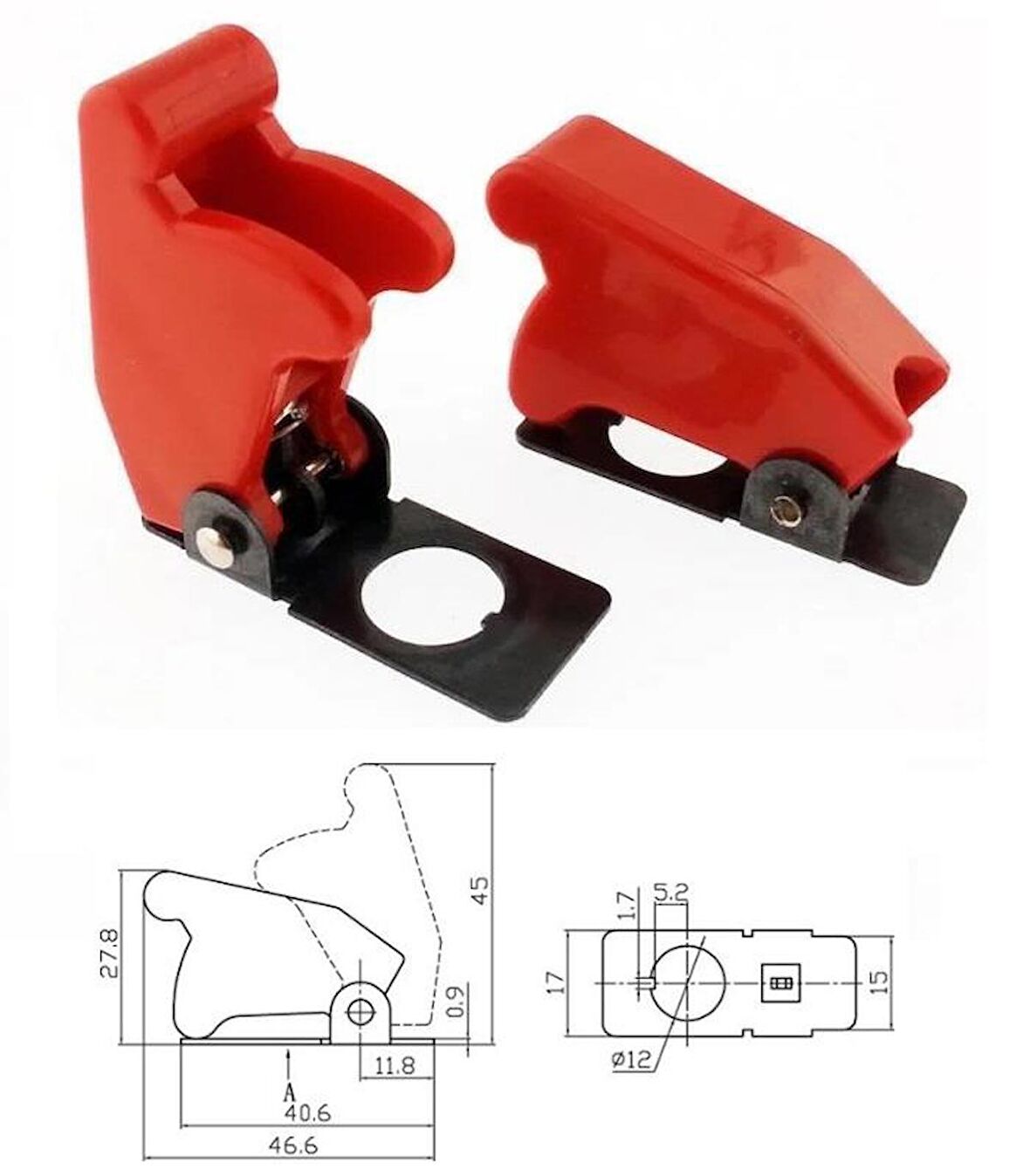 Toggle Switch Emniyet Kapağı Kırmızı 12mm Çap Ic-161b