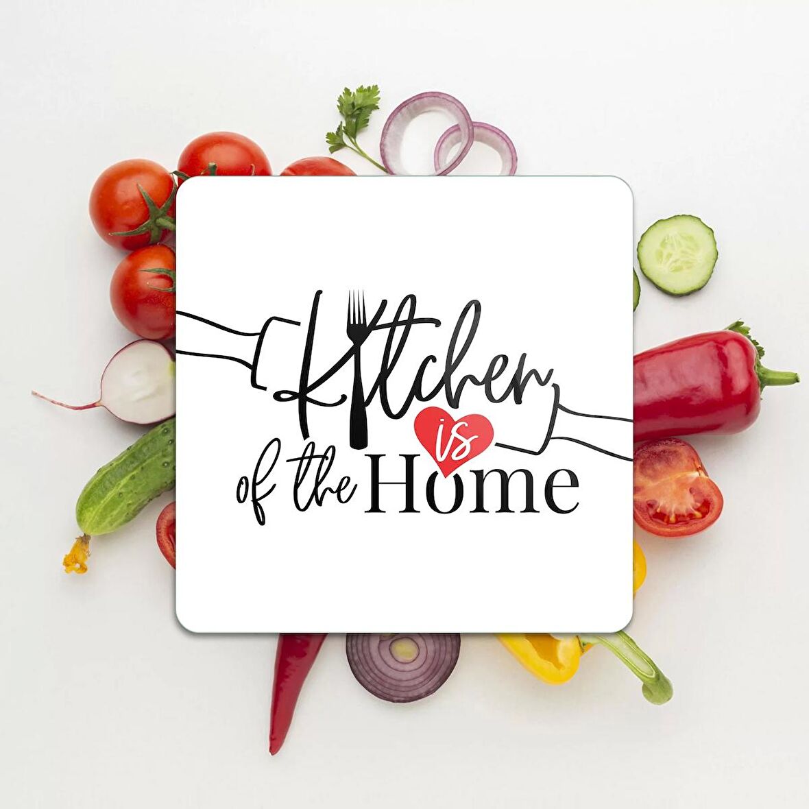 Decovetro Cam Kesme Tahtası Kare Kitchen Love Desenli 30x30 Cm