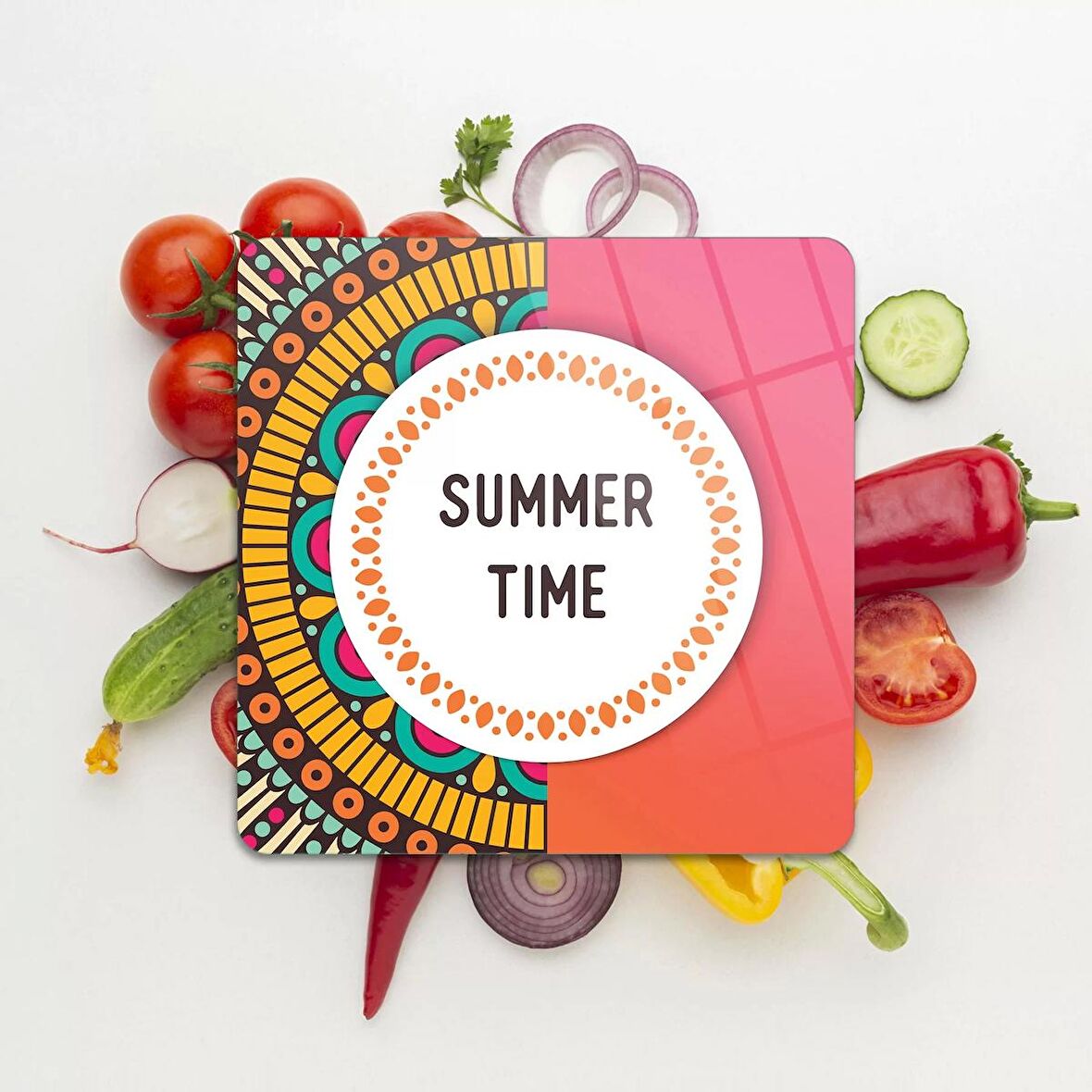 Decovetro Cam Kesme Tahtası Kare Summer Time Desenli 30x30 Cm
