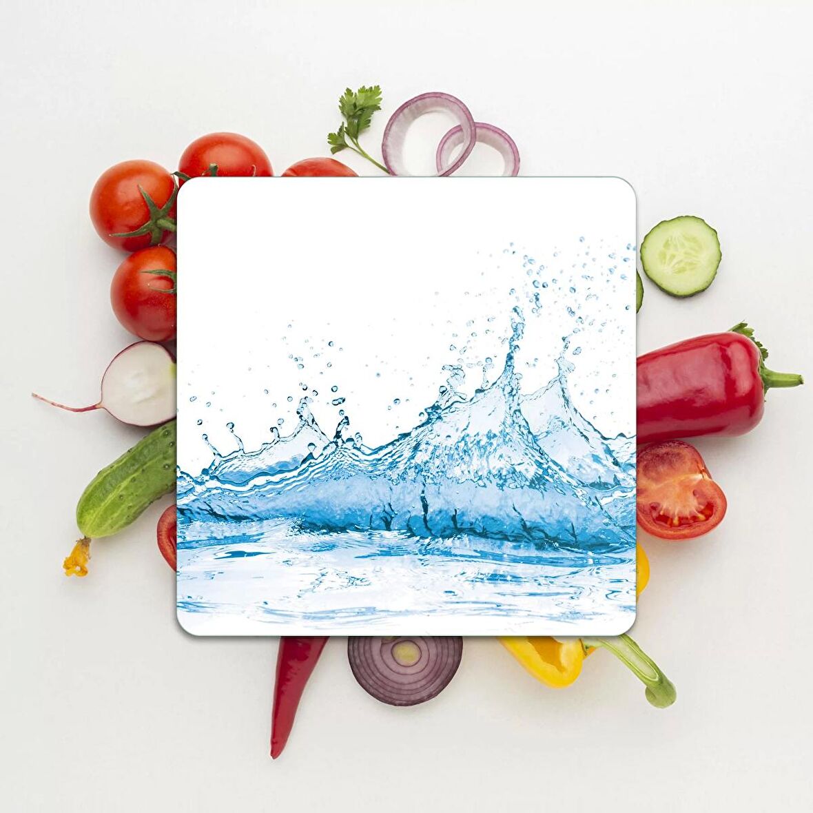 Decovetro Cam Kesme Tahtası Kare Splash Desenli 30x30 Cm