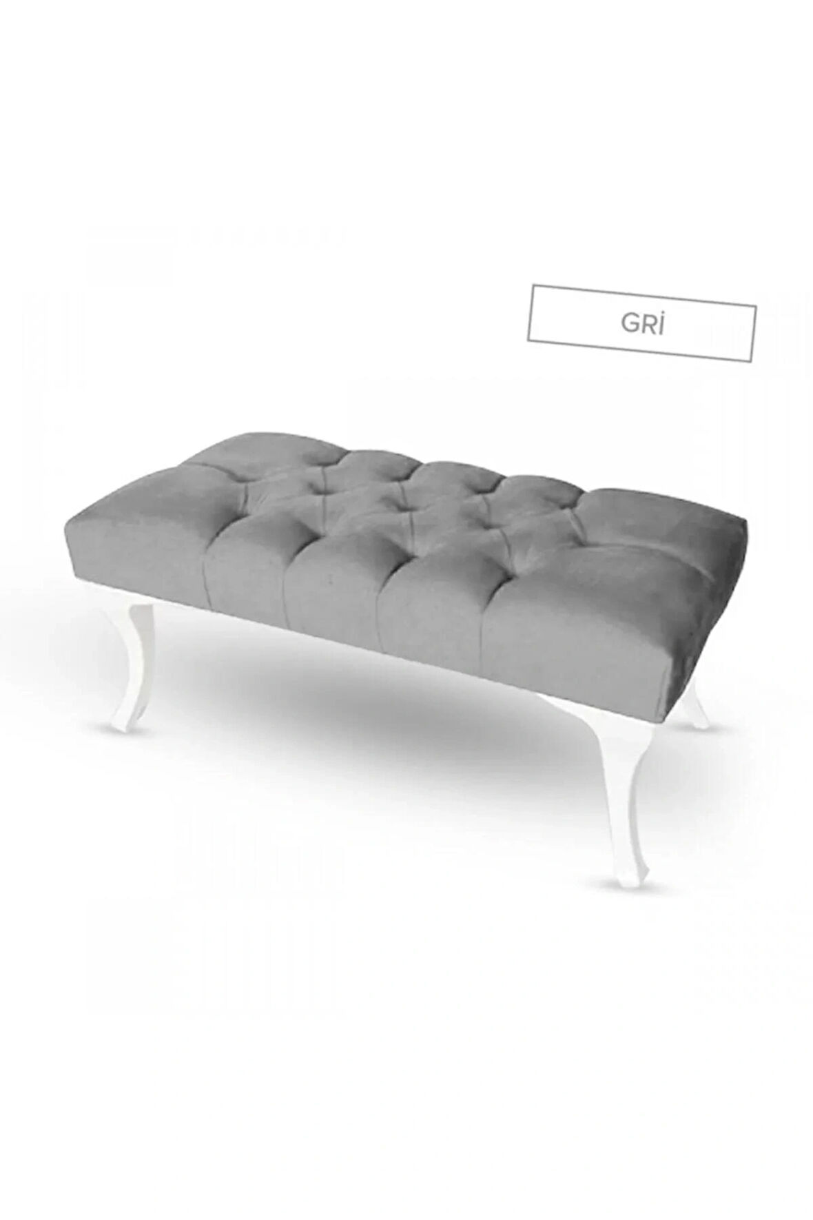 Kapitoneli Kapıönü Ayak Ucu Bench Puf Makyaj Koltuğu– 90 x 40 cm - Açık Gri
