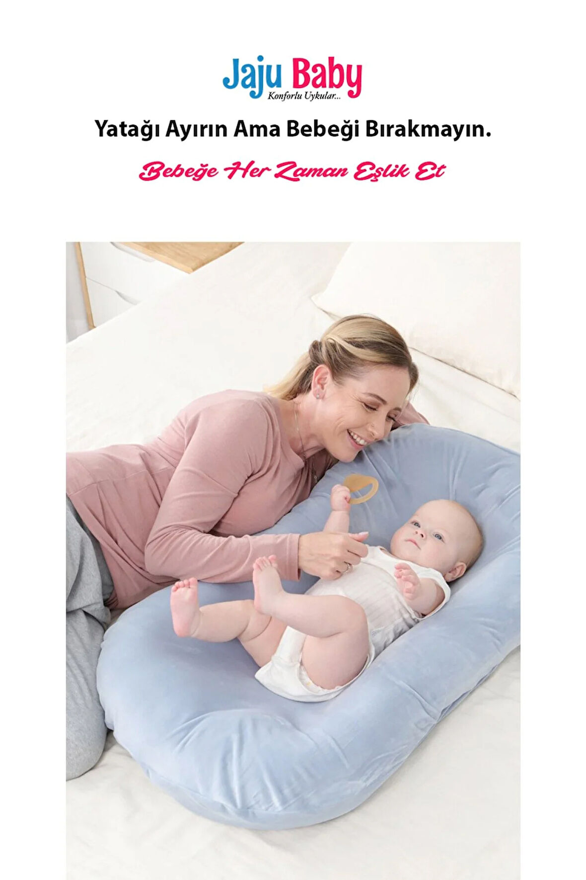 Mavi Puffy Babynest Lüx Baby Nest 70x55 Cm Anne Yanı Bebek Yatağı