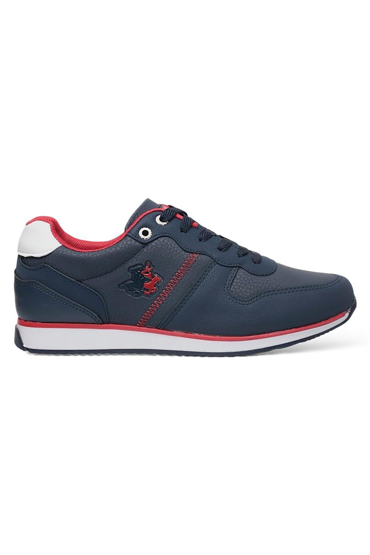 Erkek Günlük Cilt Sneaker Ayakkabı LACİVERT - BEYAZ