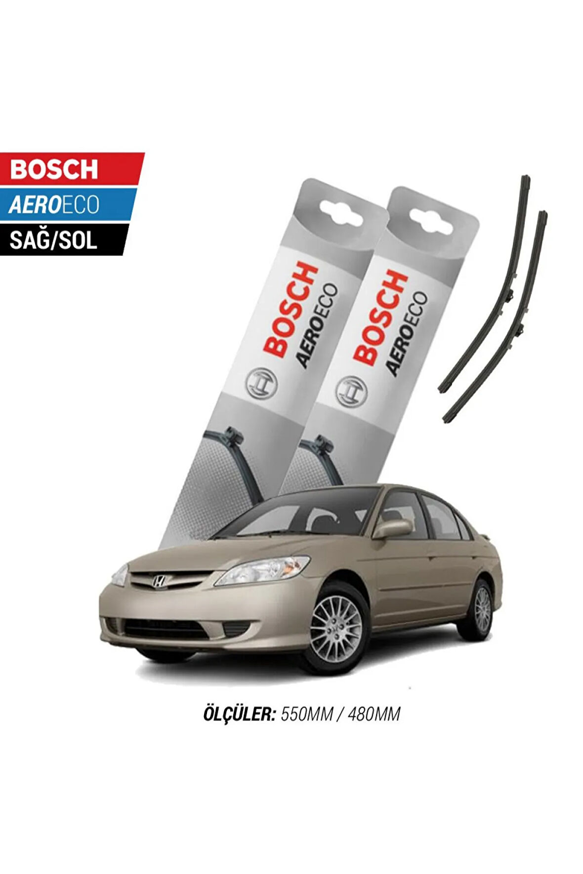 Honda Civic Sedan 2001 Model Bosch Aeroeco Muz Silecek Takımı