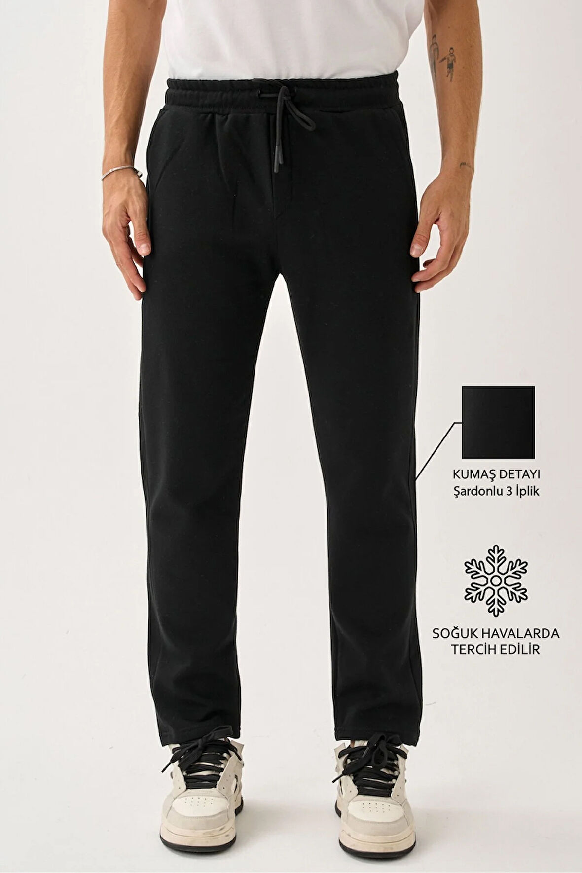 Erkek Üç İplik İçi Pamuklu Kalın Kumaş Eşofman Alt E219-22