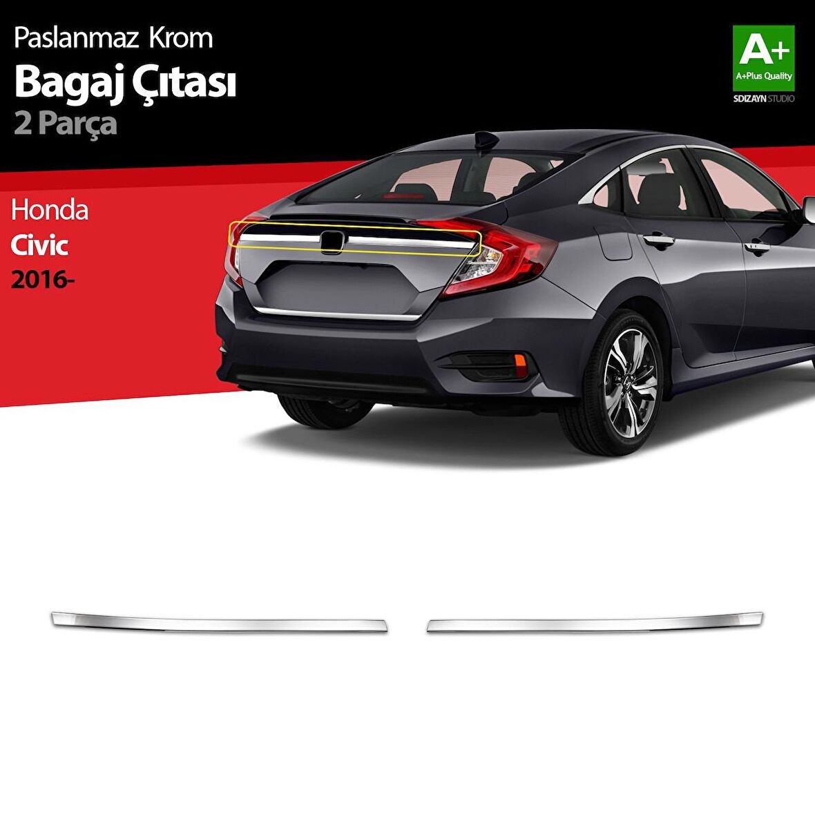 Honda Civic Krom Bagaj Çıtası 2 Prç 2016 Üzeri