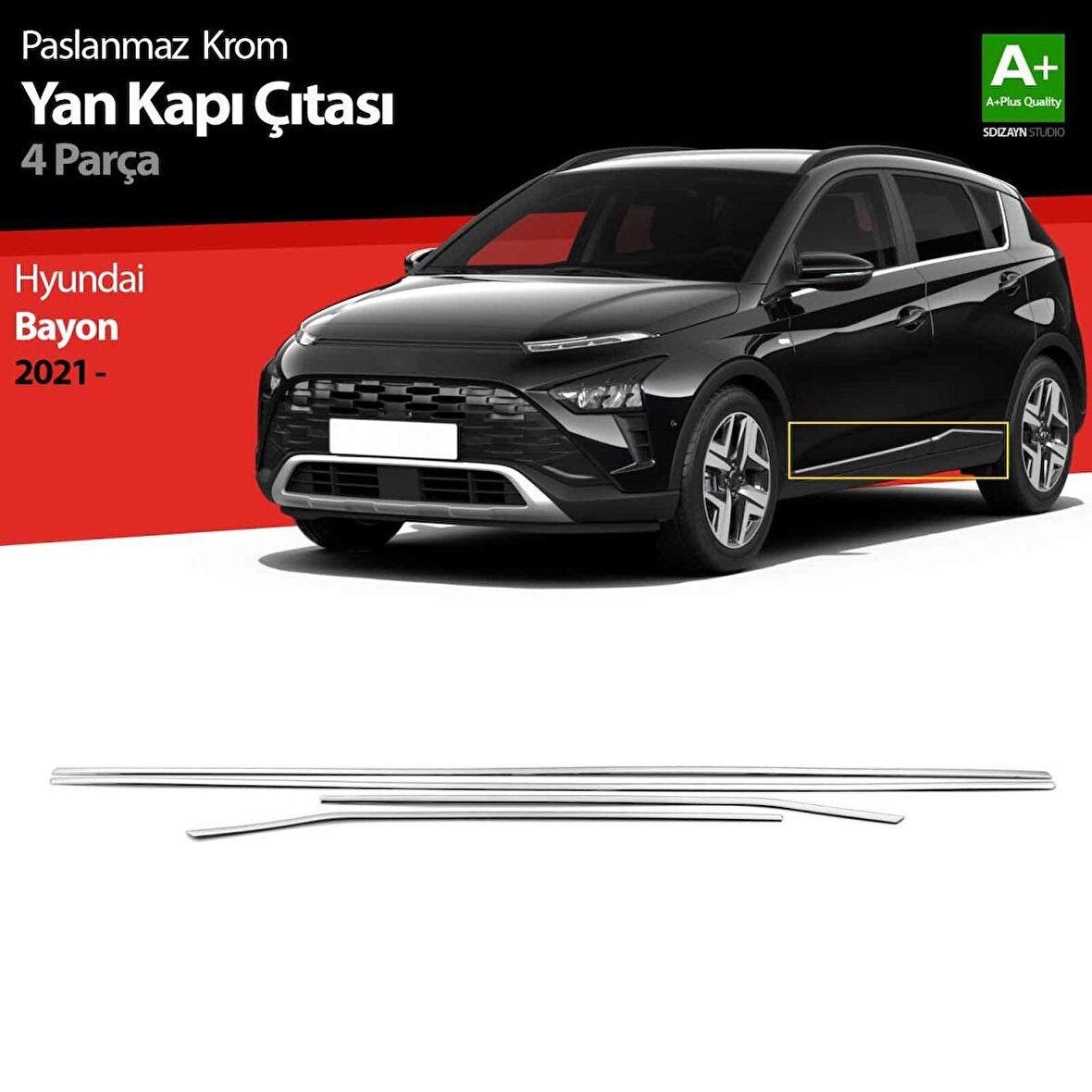 Hyundai Bayon Krom Yan Kapı Çıtası 4 Prç. 2021 Üzeri