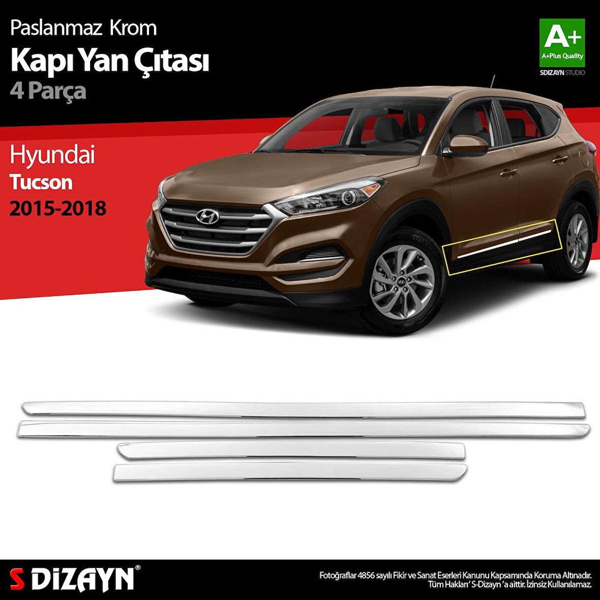 Hyundai Tucson Krom Kapı Yan Çıtası 4 Prç 2015-2018